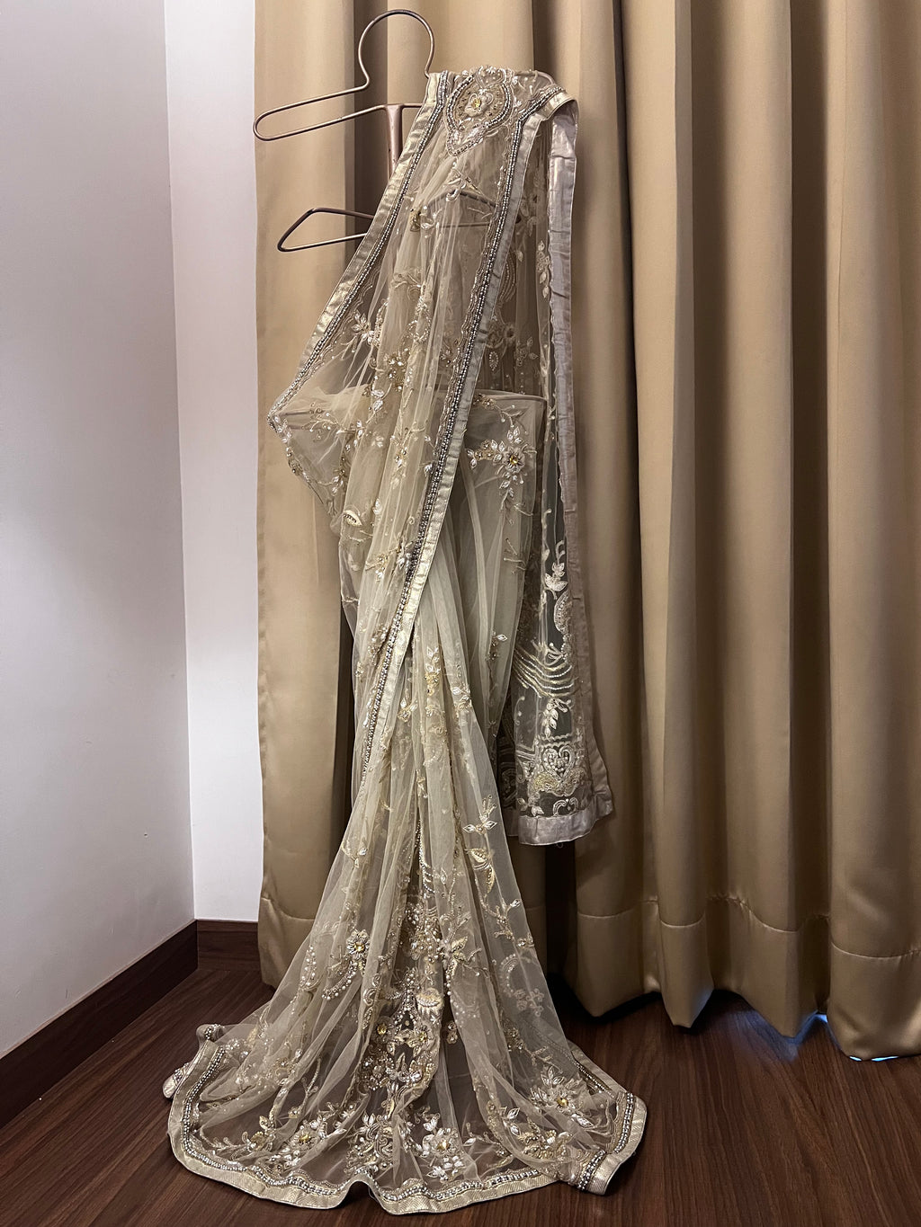 Nude cocktail saree