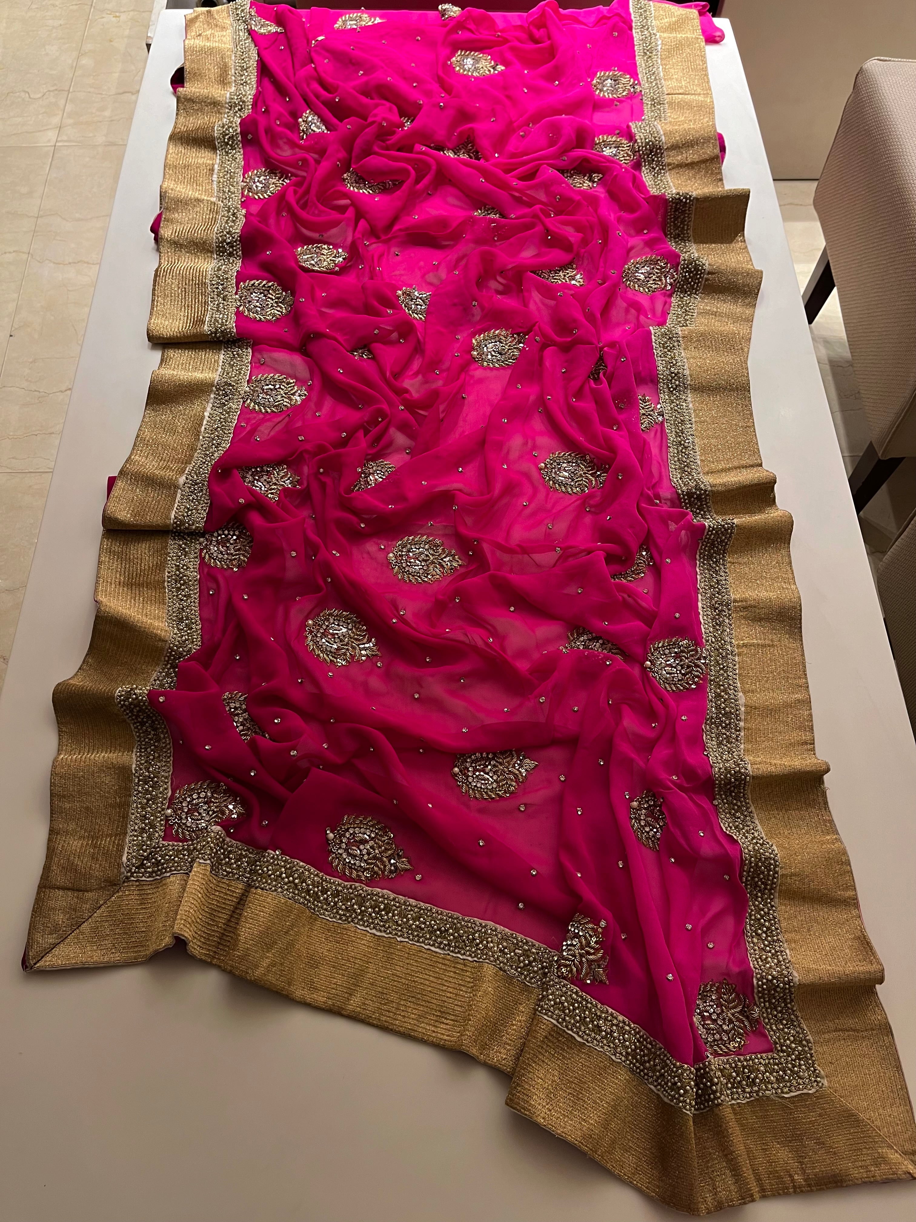 Magenta Ombré Saree