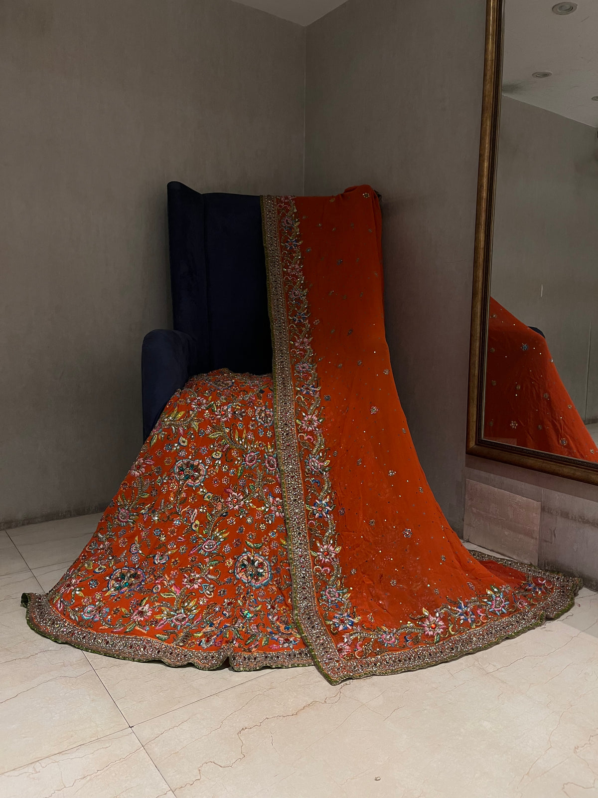 Designer Rust Orange Lehenga Set