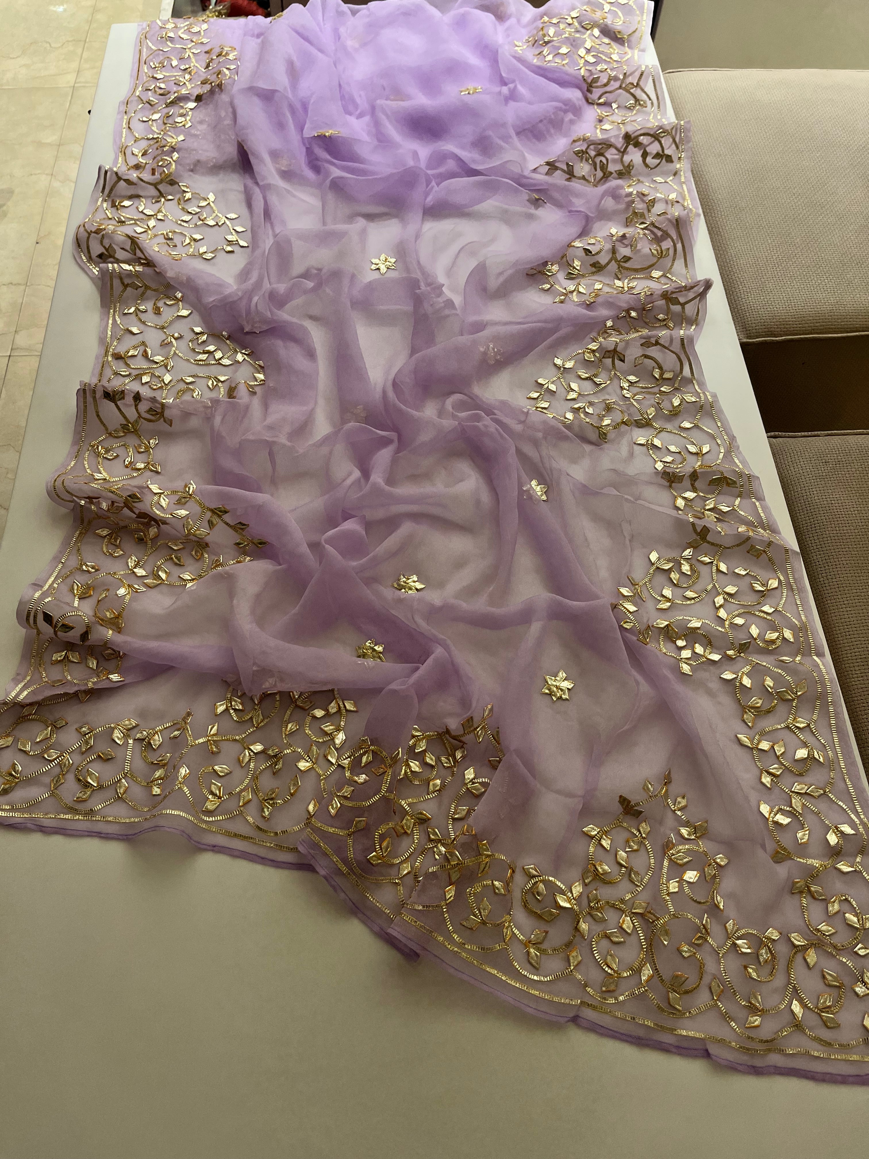 Lavender katcha gotapatti saree