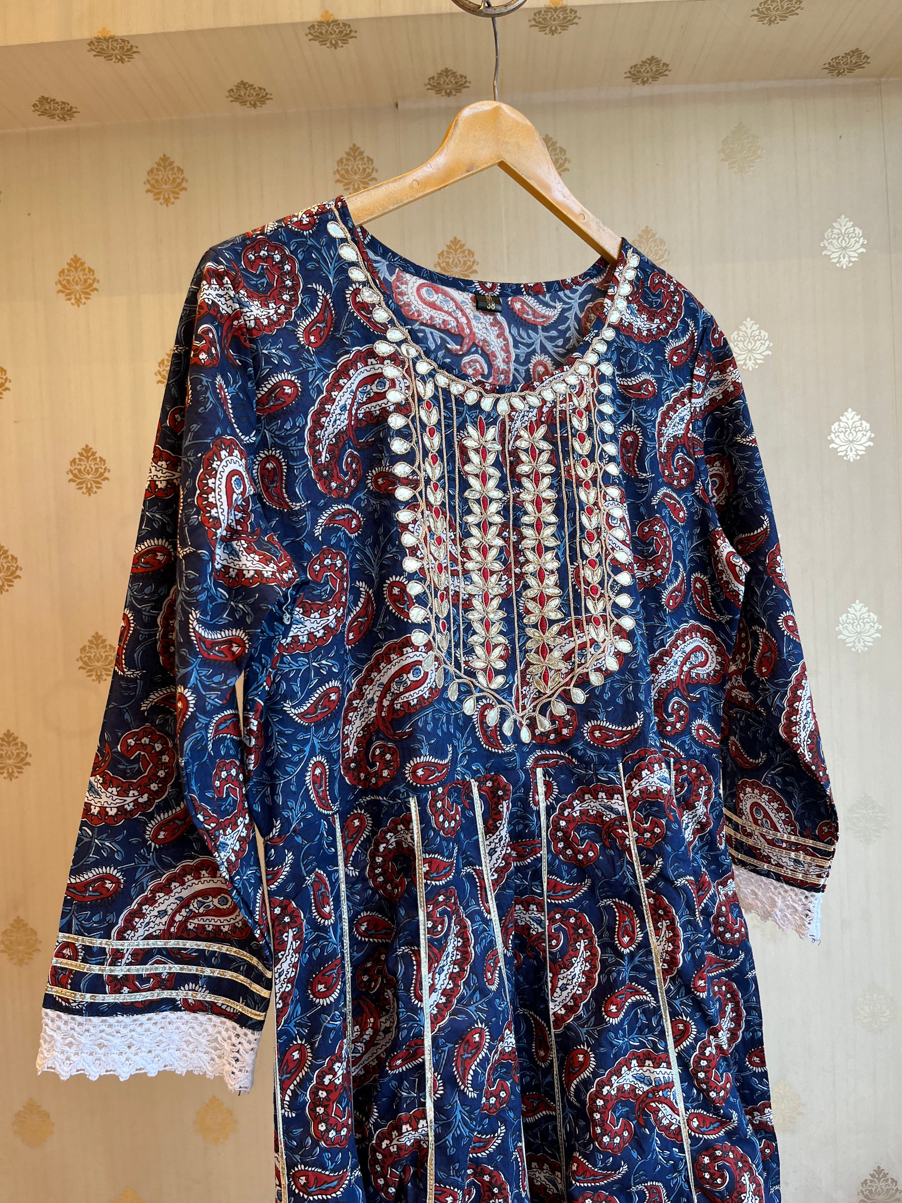 Deep Blue Cotton Kurti