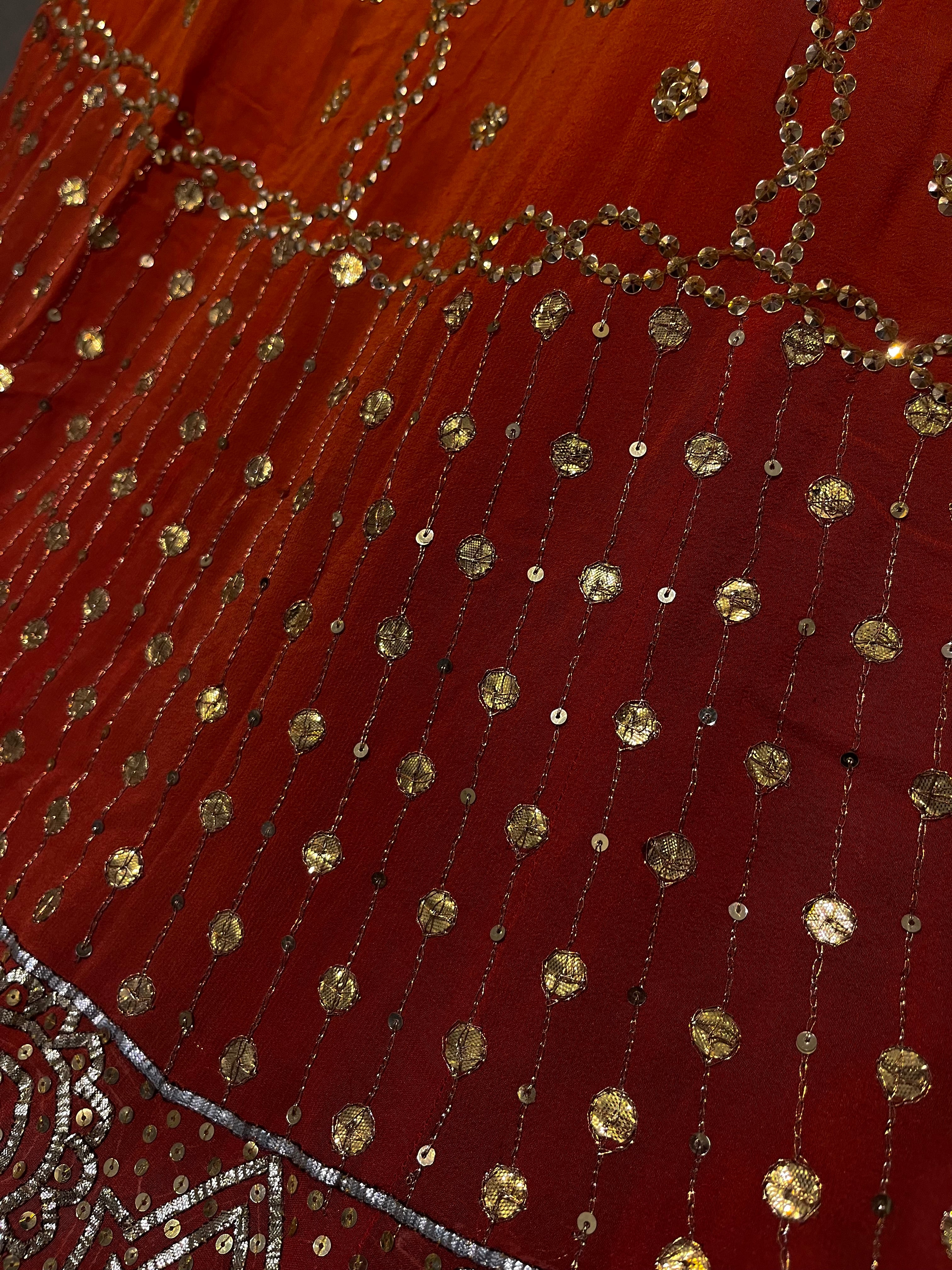 Tangerine Ombré Sequins Lehenga