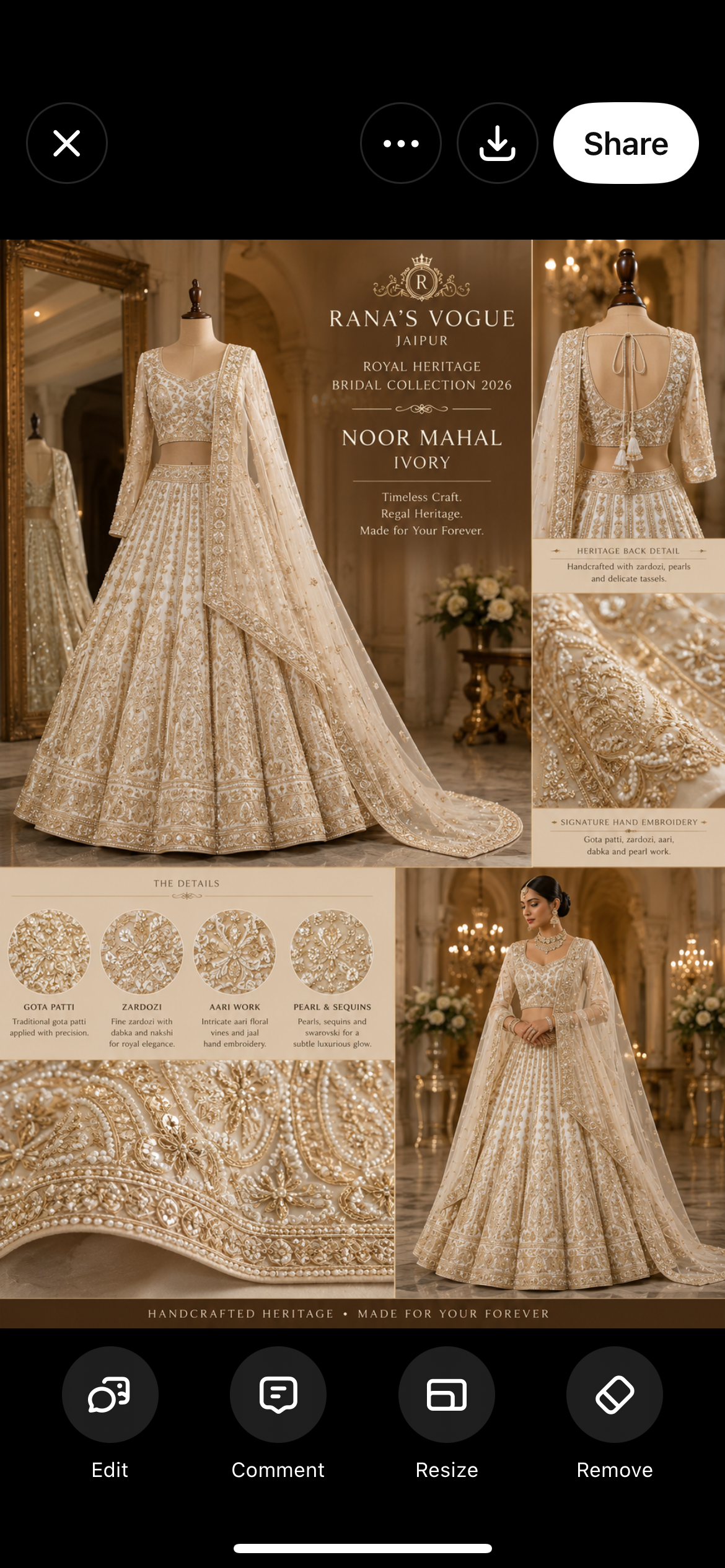 Noor mahal Ivory bridal lehenga