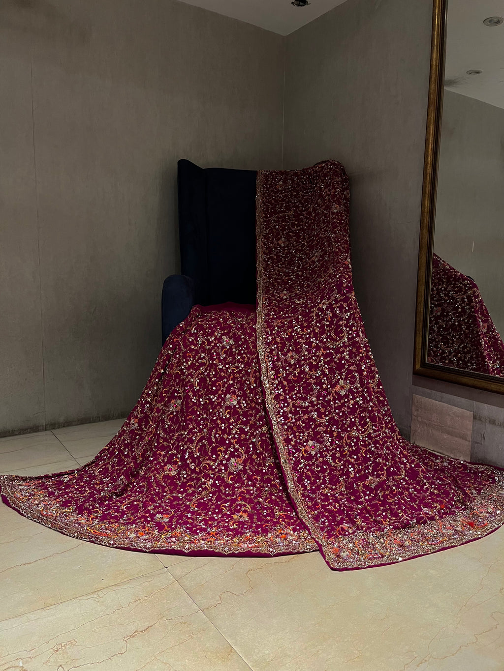 Bridal Magenta Jaipuri Lehenga Set