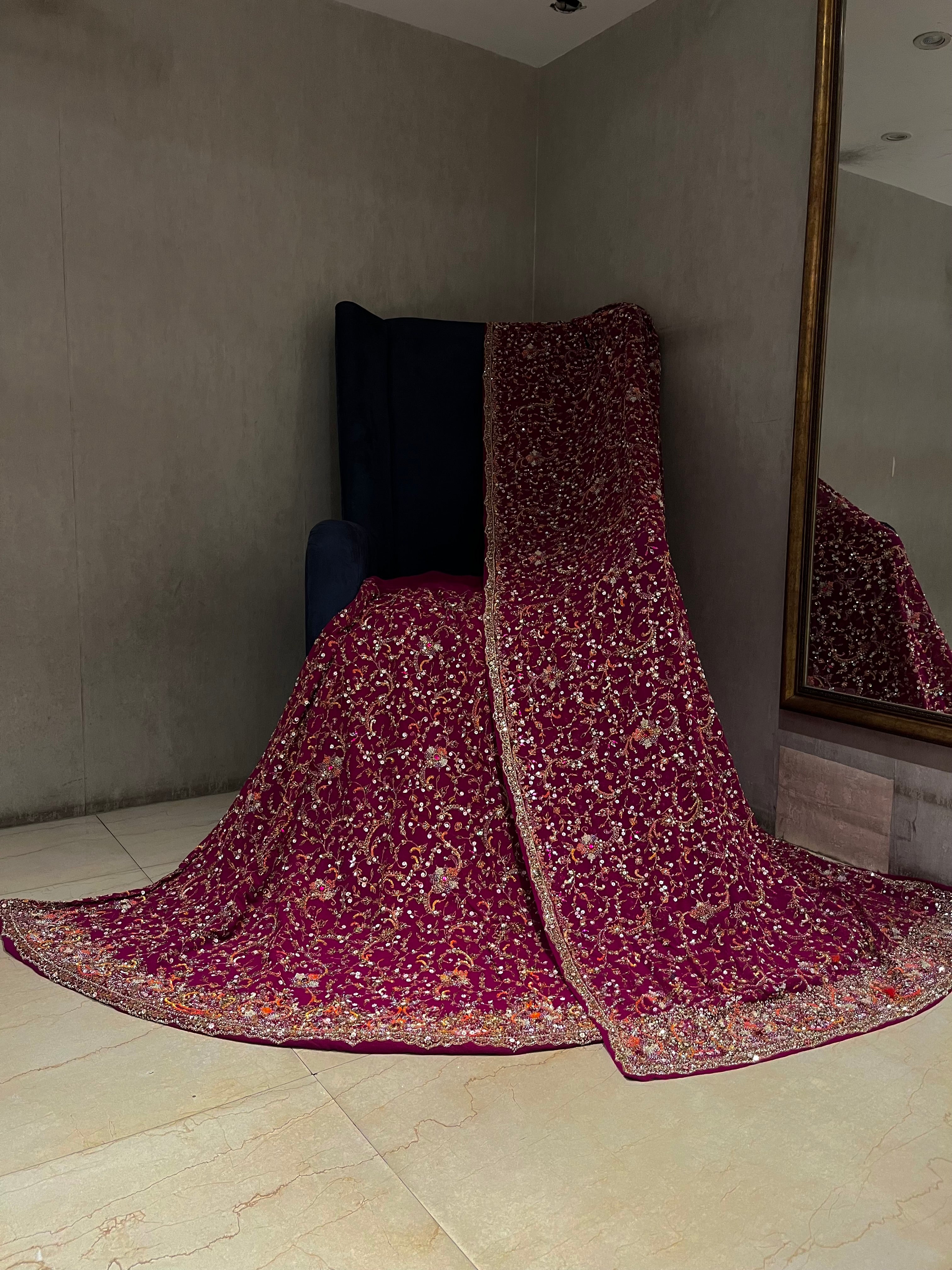 Bridal Magenta Jaipuri Lehenga Set