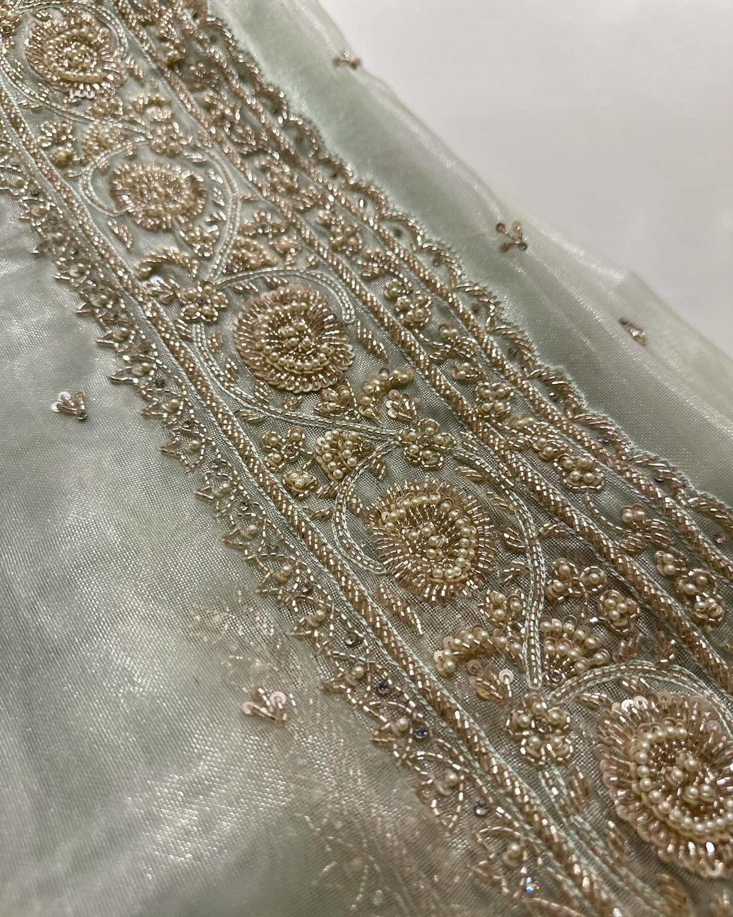 Gazal Pistachio Tissue Organza saree