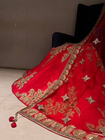 bridal red sabya lehenga set