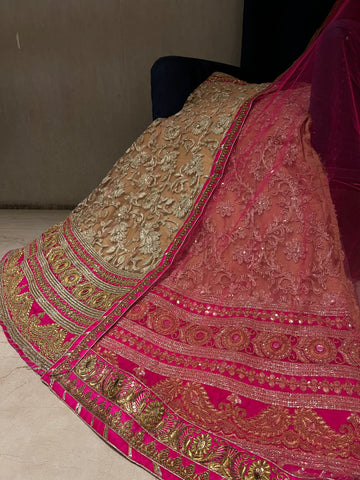 Crème & Golden Net Lehenga Set