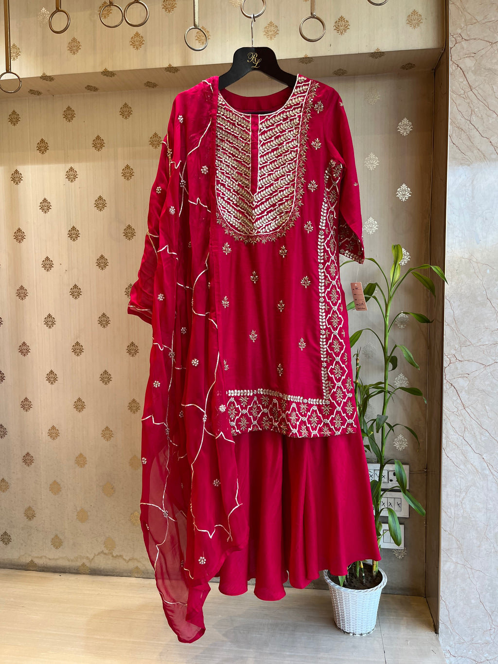 magenta gotta patti suit set