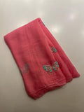 Strawberry pink chiffon saree