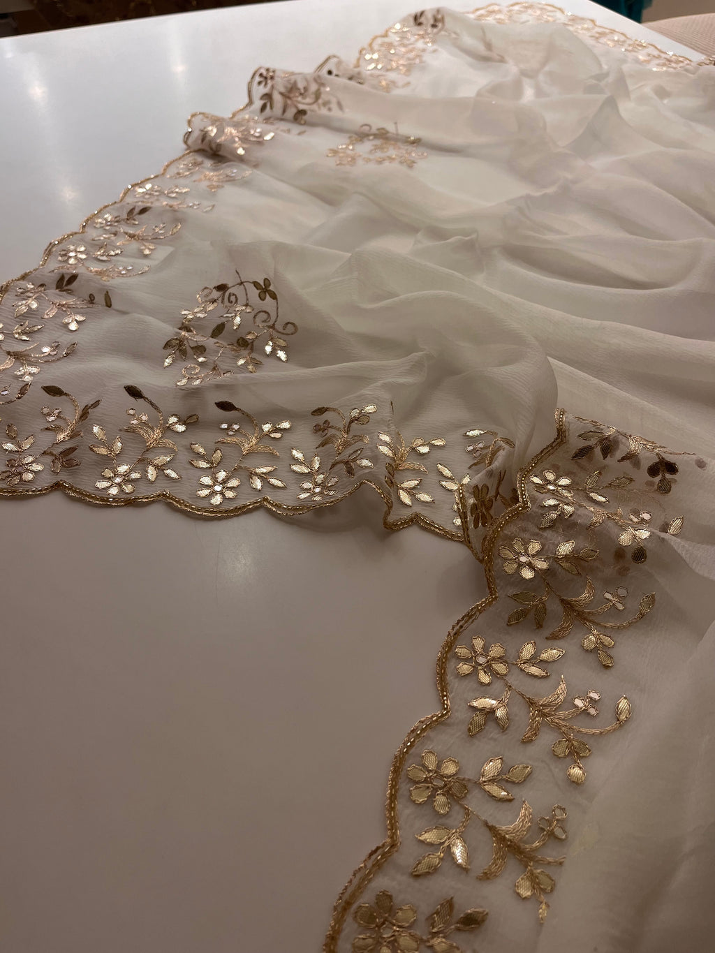 Ivory Traditional Gotta Saree