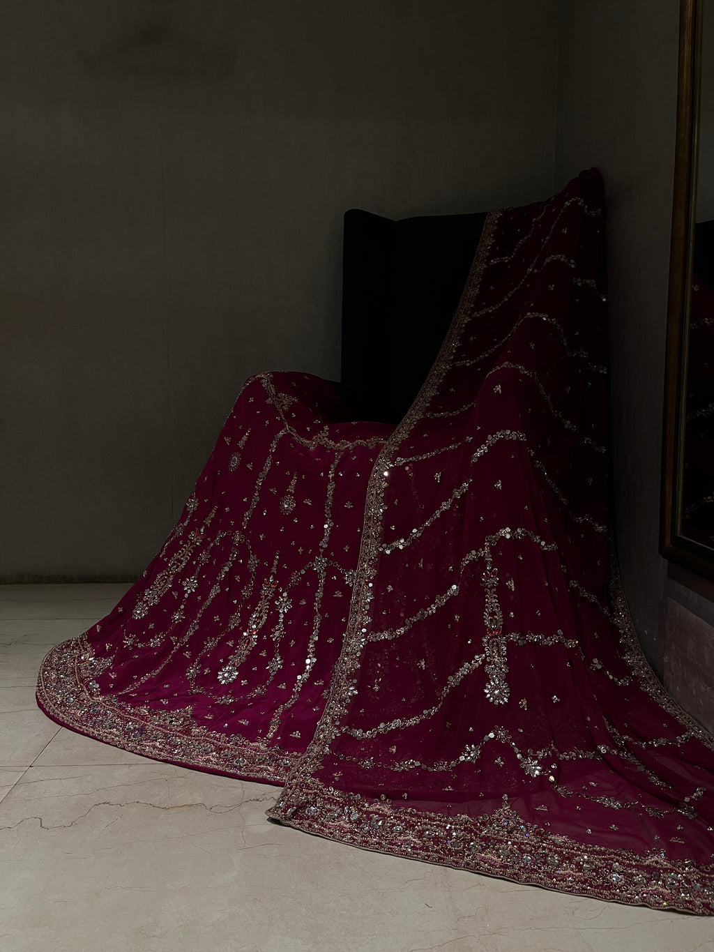Magenta Zardozi Lehenga Set