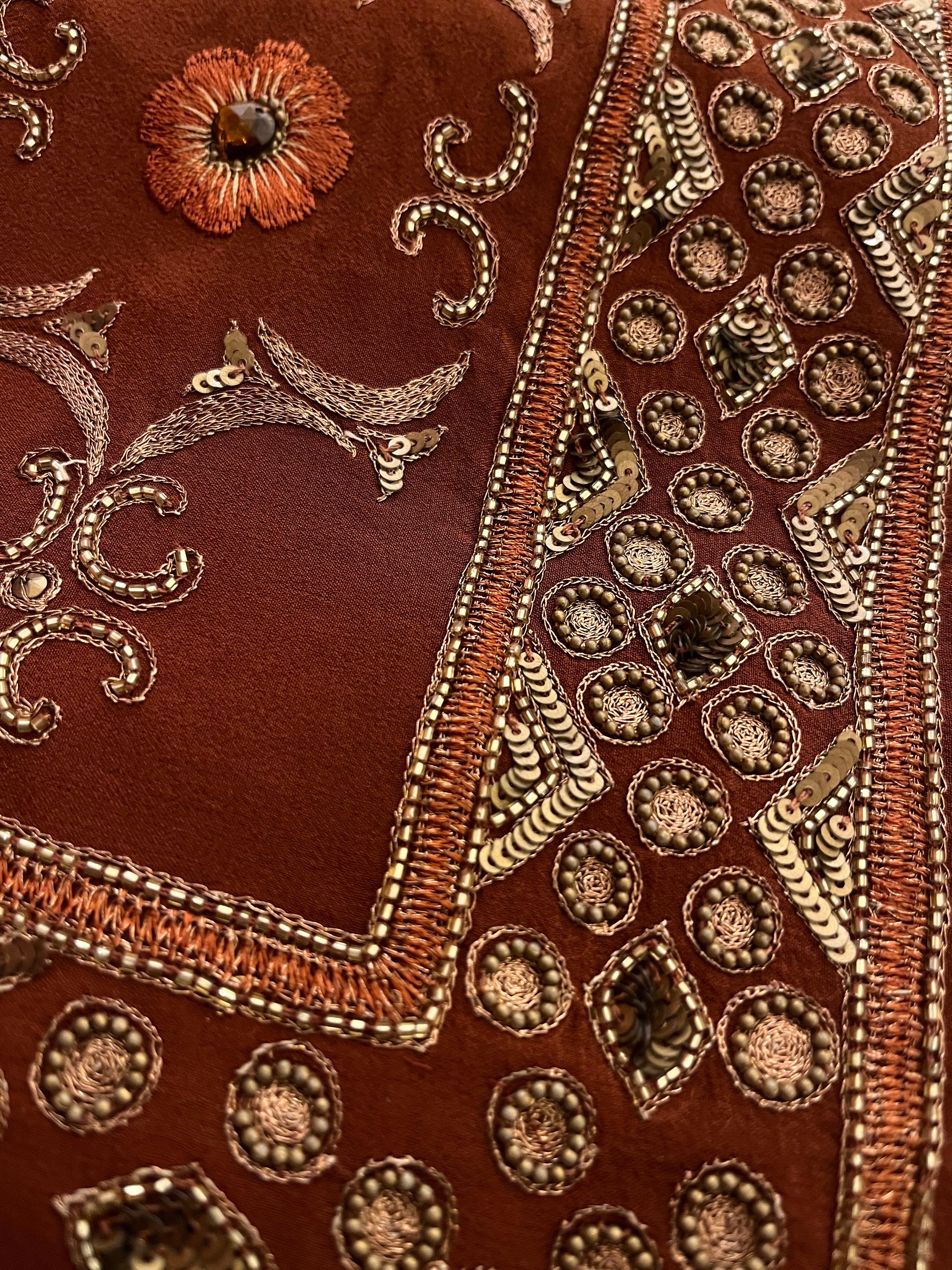 Chocolate Brown Heavy Work Saree