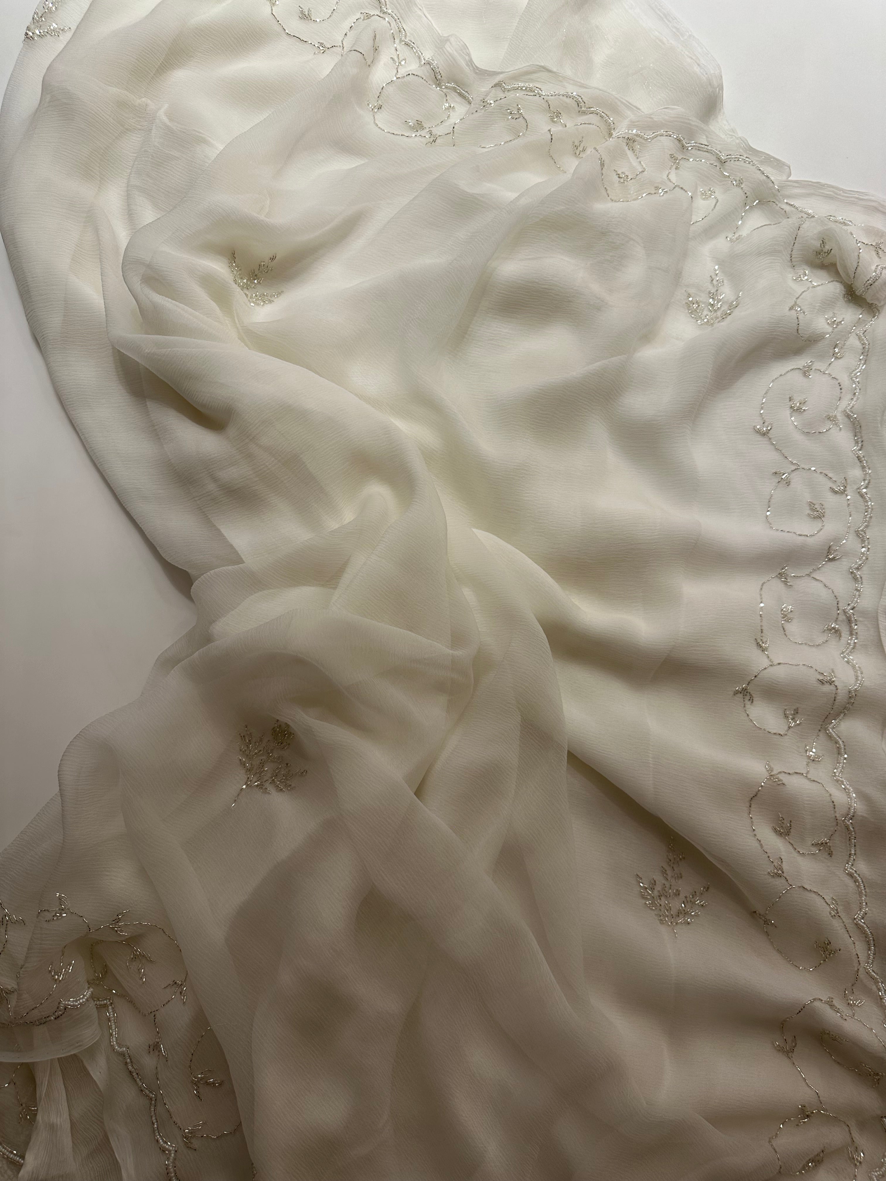 Diamond Saree in Ivory