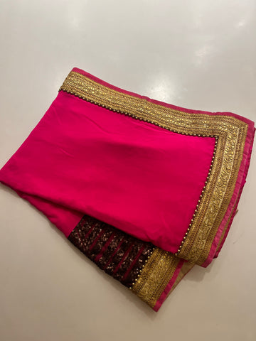 Hot pink Sequins Saree