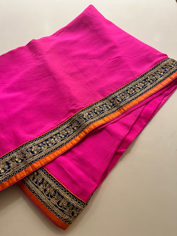 Hot Pink Crepe Saree