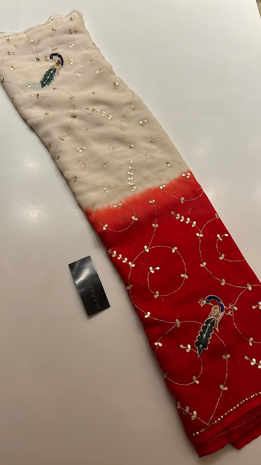 Rajgherano ivory/red shaded