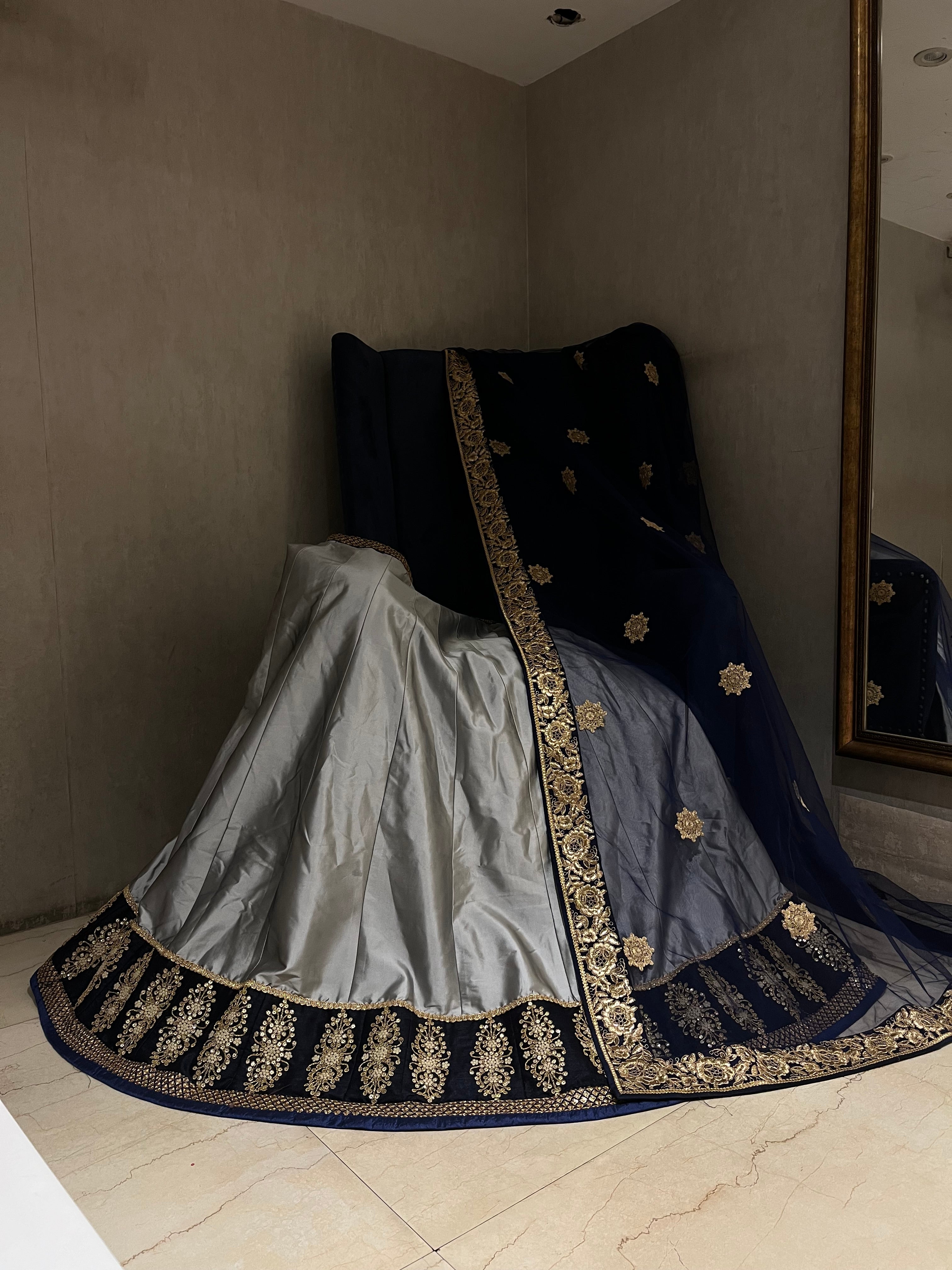 Grey & Navy lehenga set