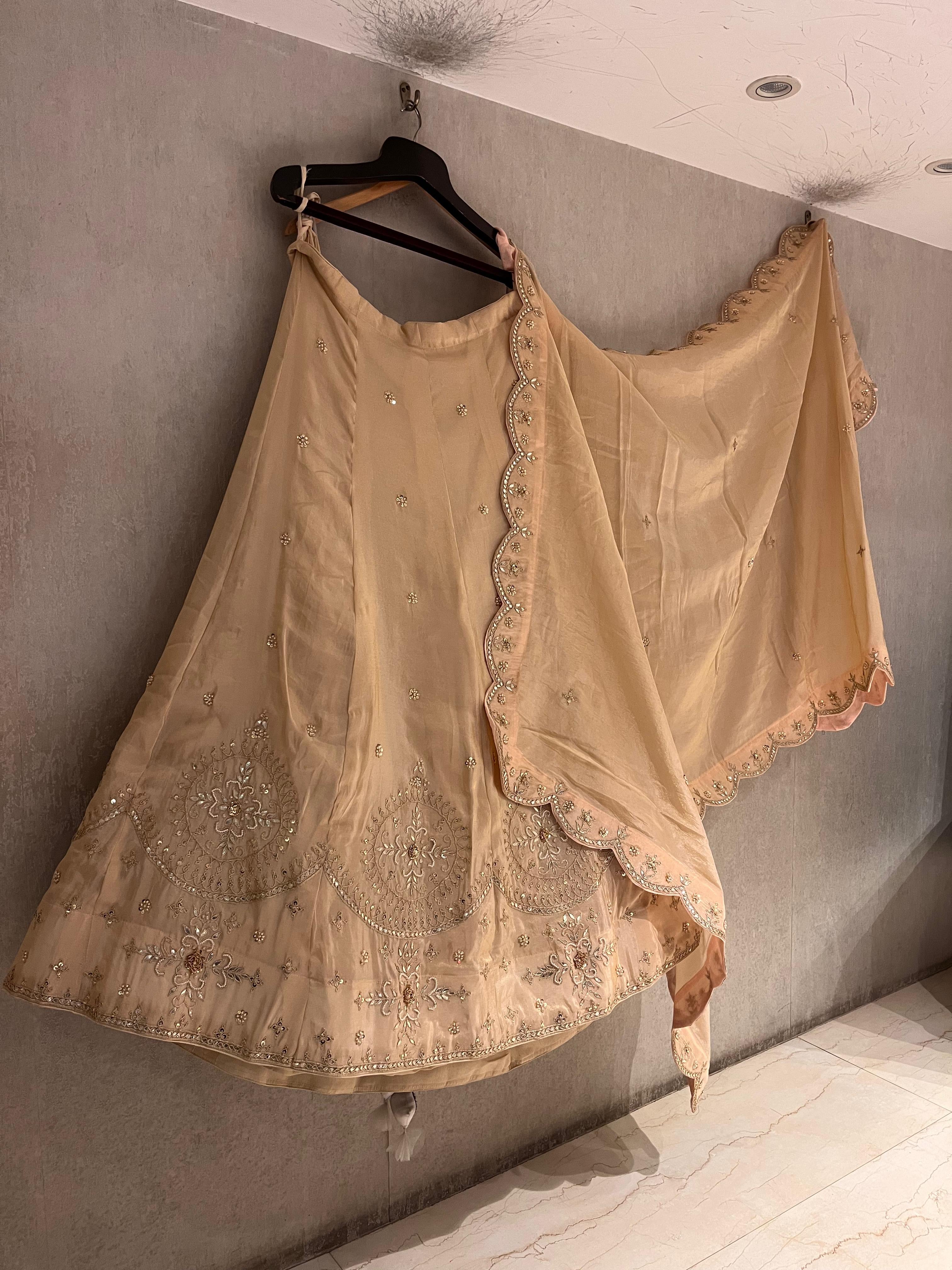 Peach Gotta Patti Lehenga Set