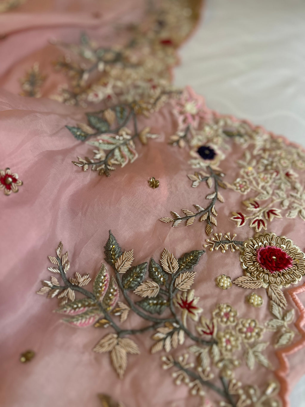 Gulaab Pure Organza Soft pink saree
