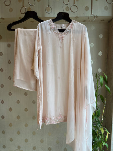 Peach Georgette Plazo Suit Set