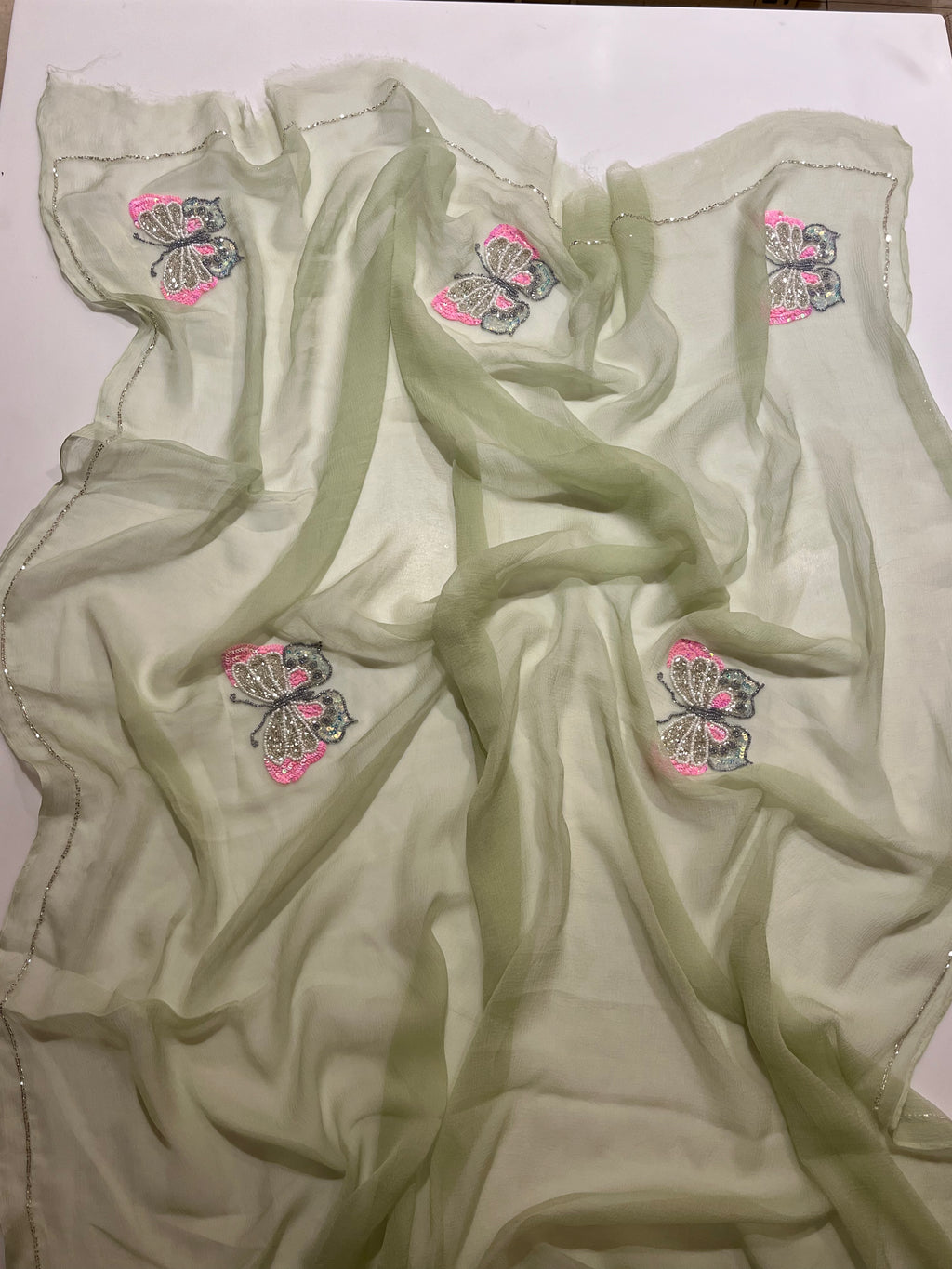 Elaichi green butterfly saree