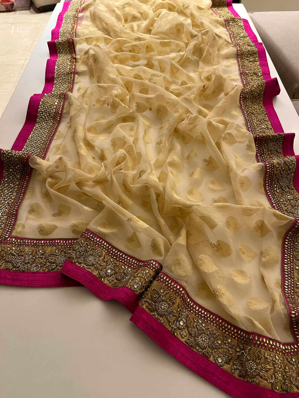 Creame Silk Saree