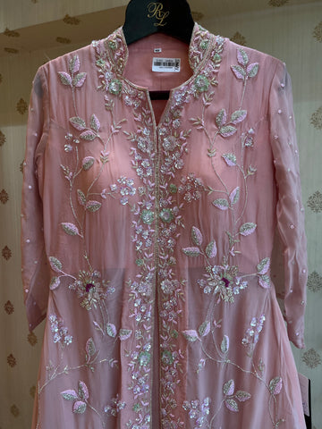 Pastel Pink sequins Indo-western set