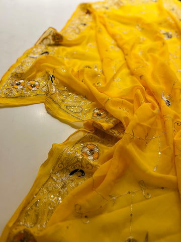 Peelo Marwar Chiffon Saree