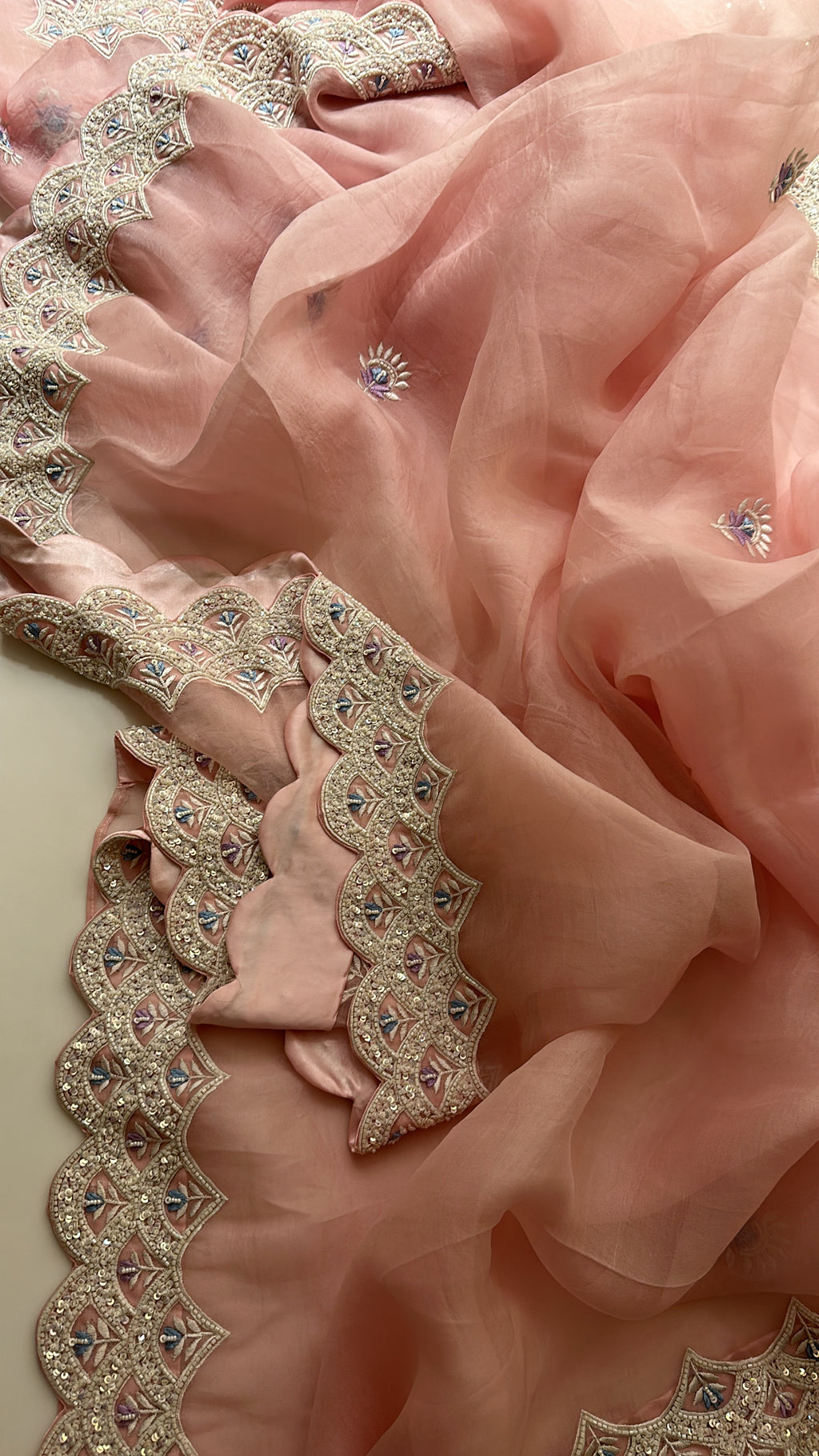 Soft Pink Pearl saree with pearl blouse