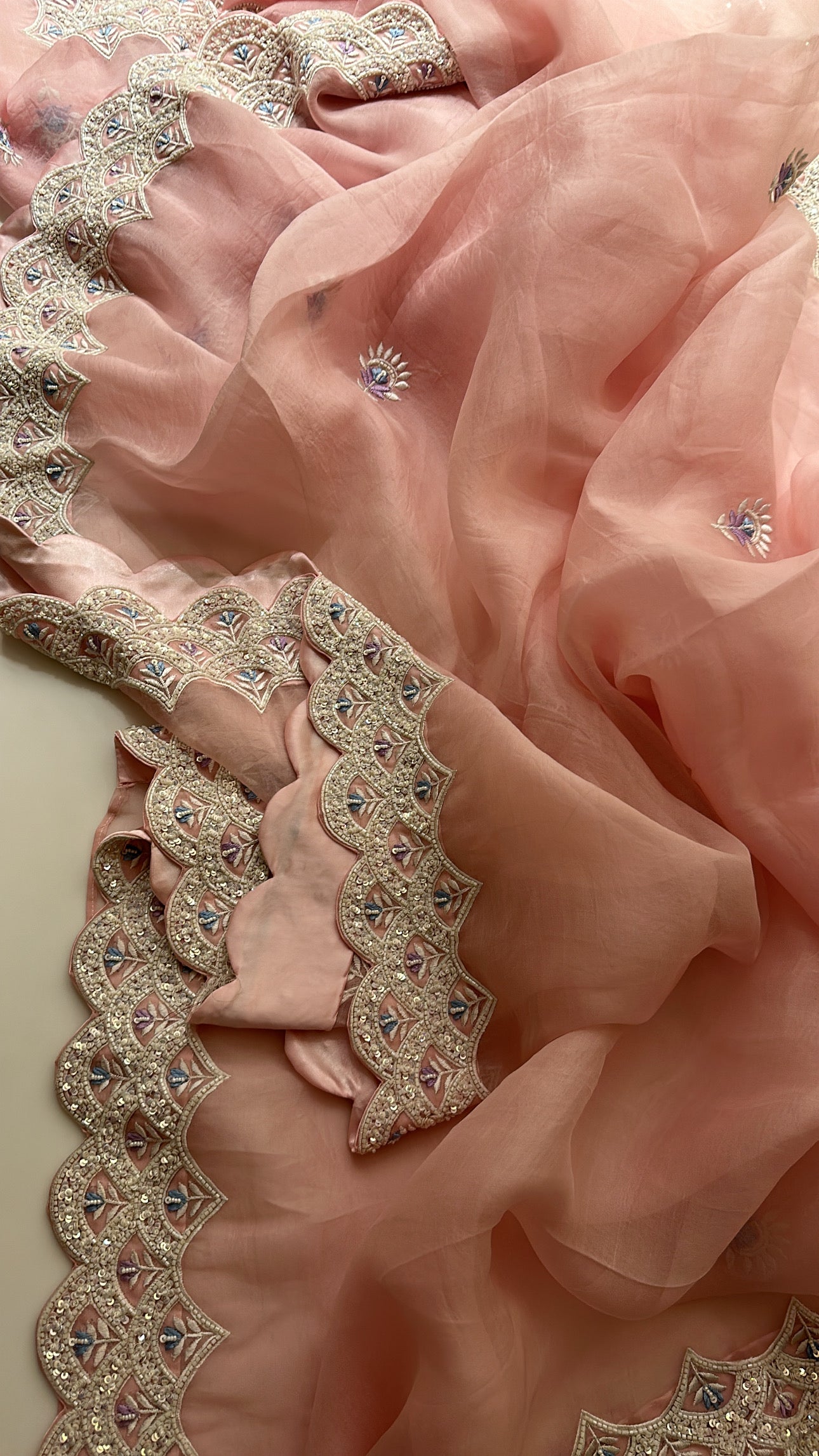 Soft Pink Pearl saree with pearl blouse