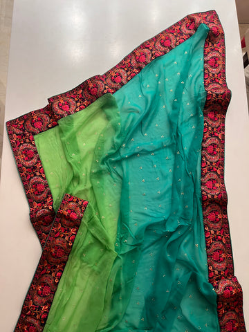 Green Ombré pure georgette saree