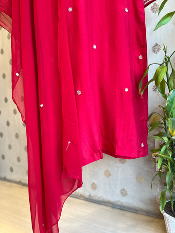 Magenta Pink Silk Suit