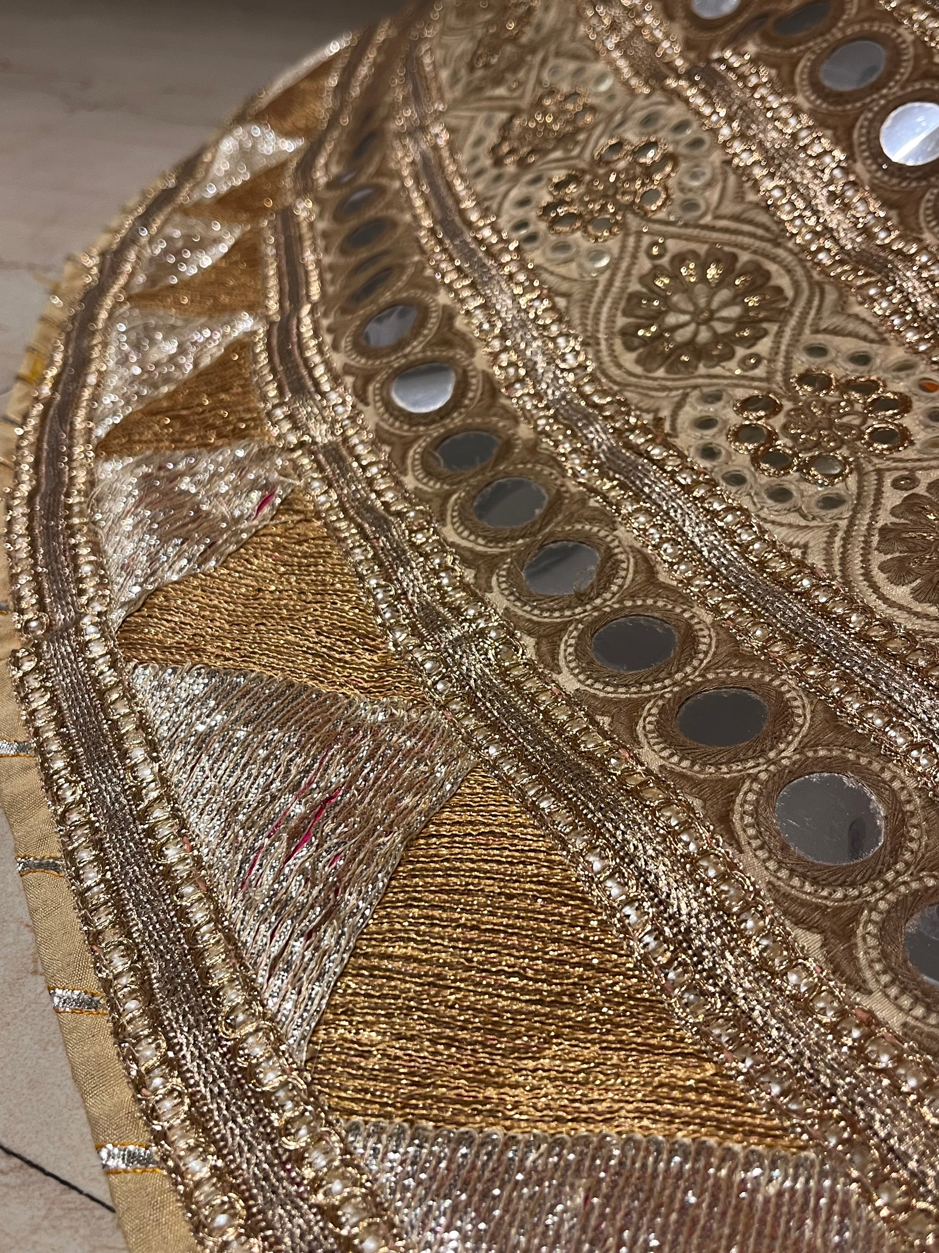 orange mirror silk lehenga set