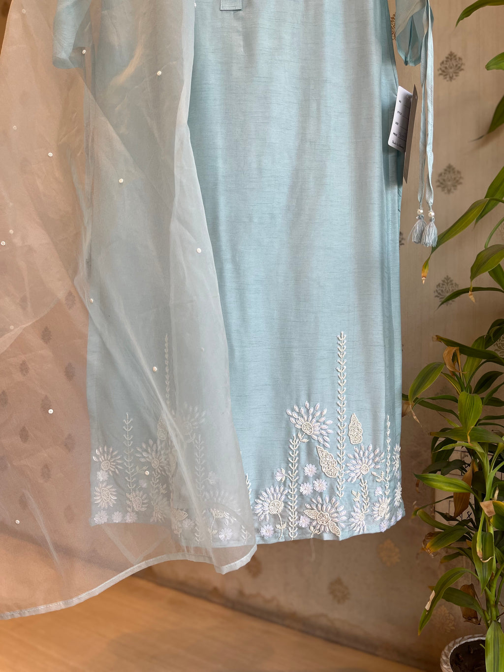 Sky Blue Silk Suit