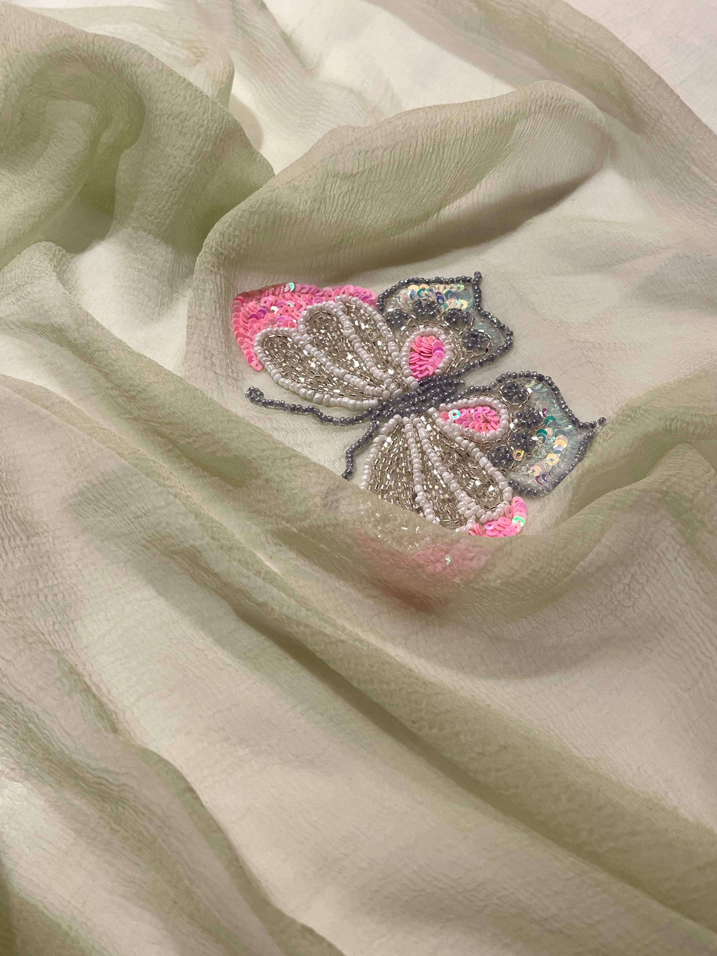 Elaichi green butterfly saree