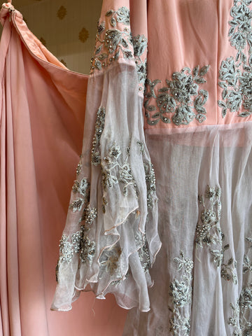 Pastel Peach Indo-western set