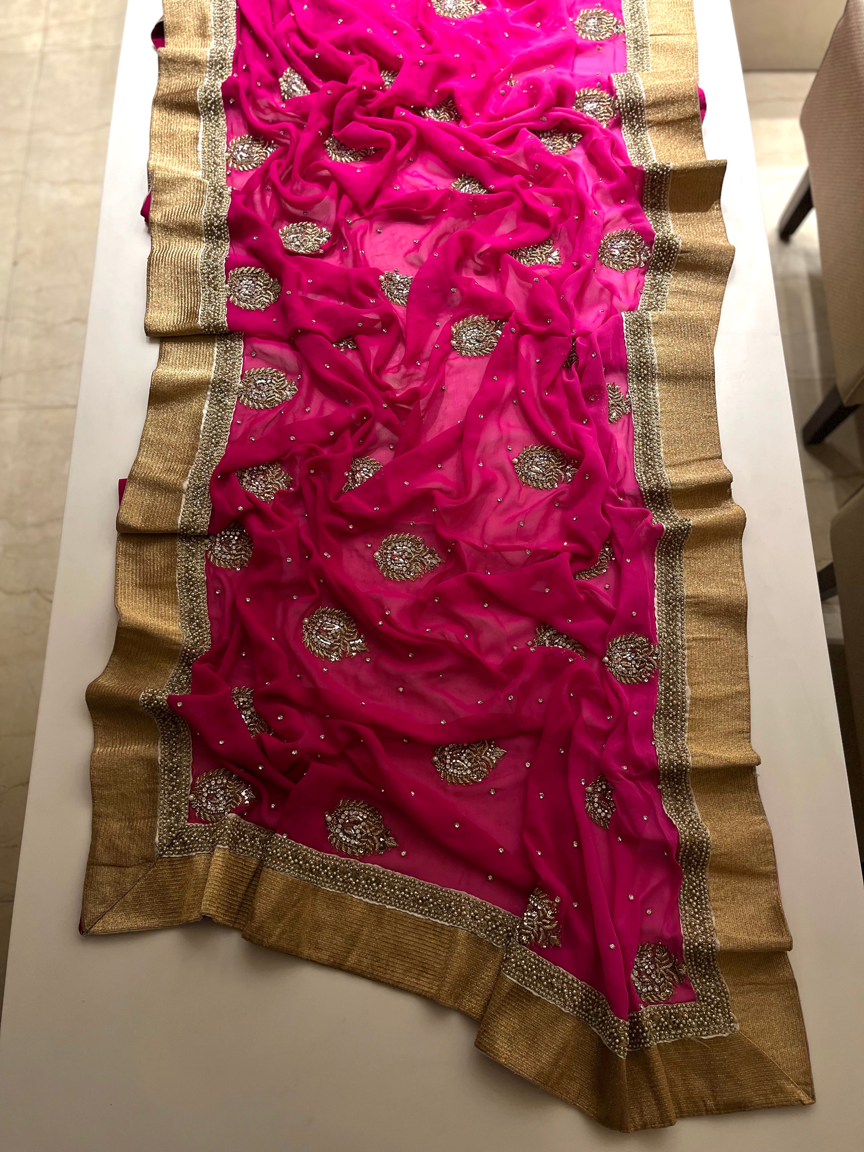 Magenta Ombré Saree