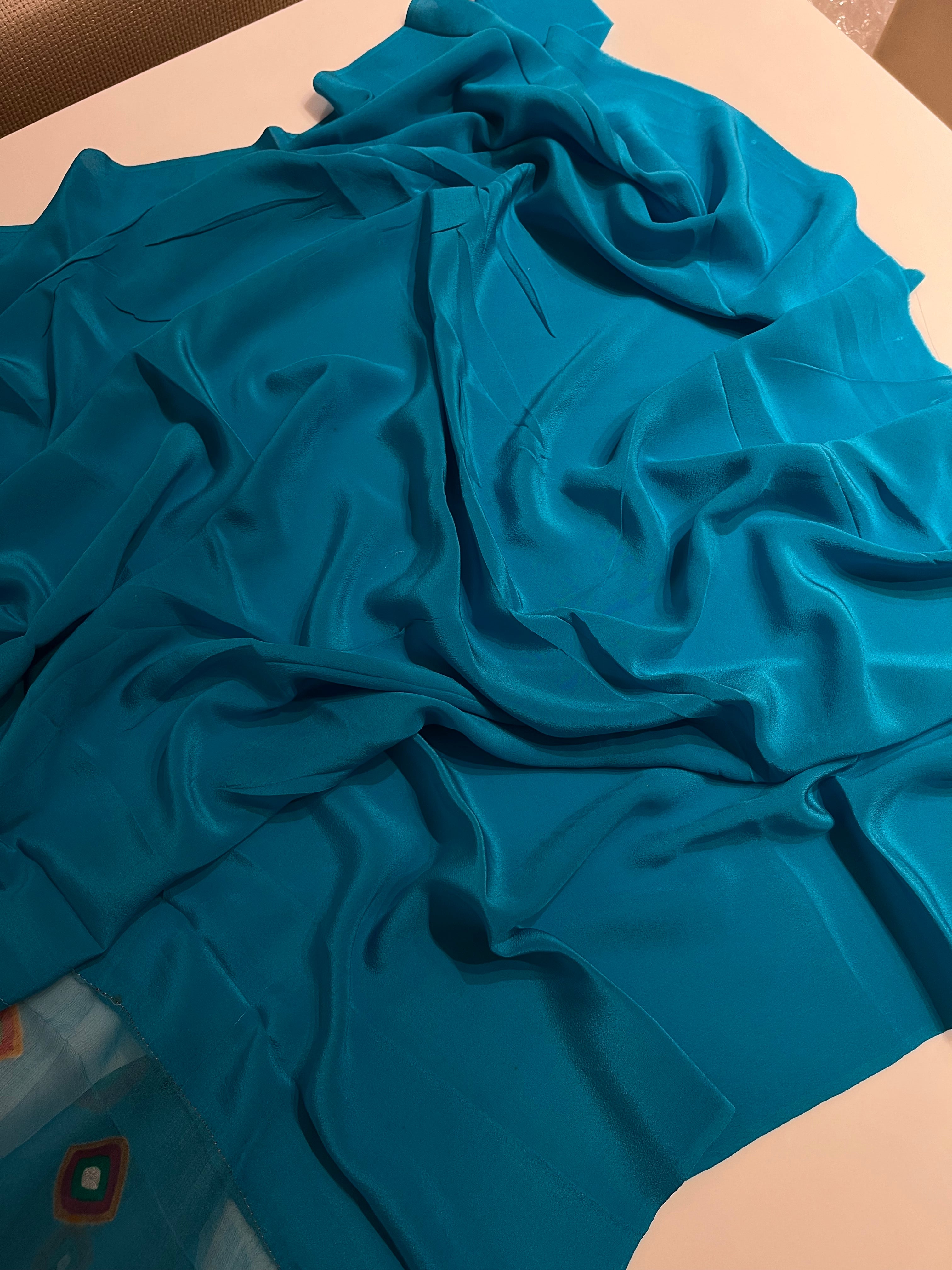 Blue Chiffon Bandej Saree