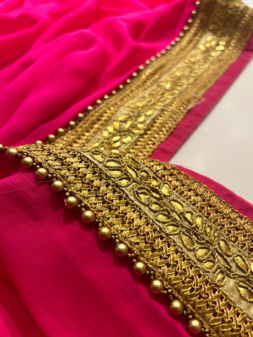 Hot pink Sequins Saree