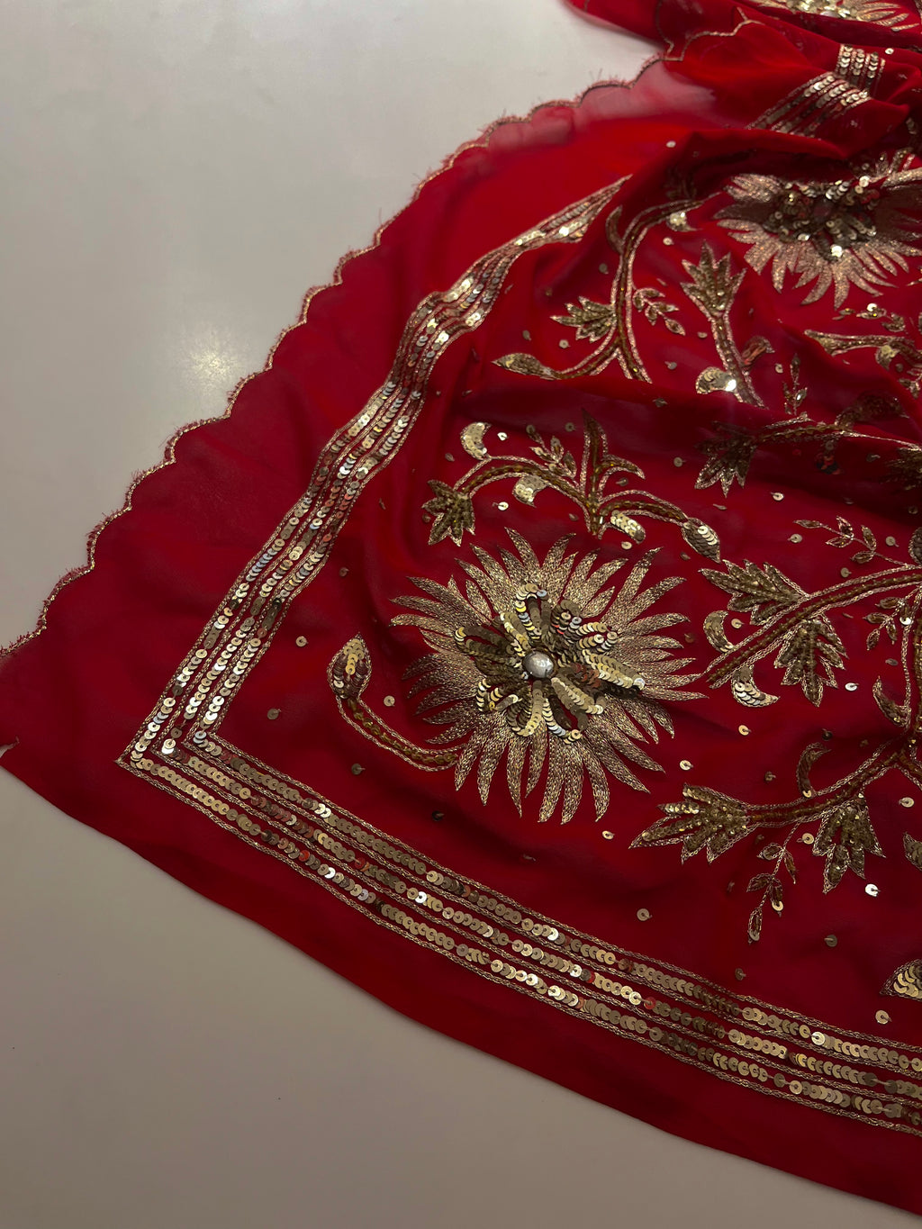 Bridal Red Sequins Saree