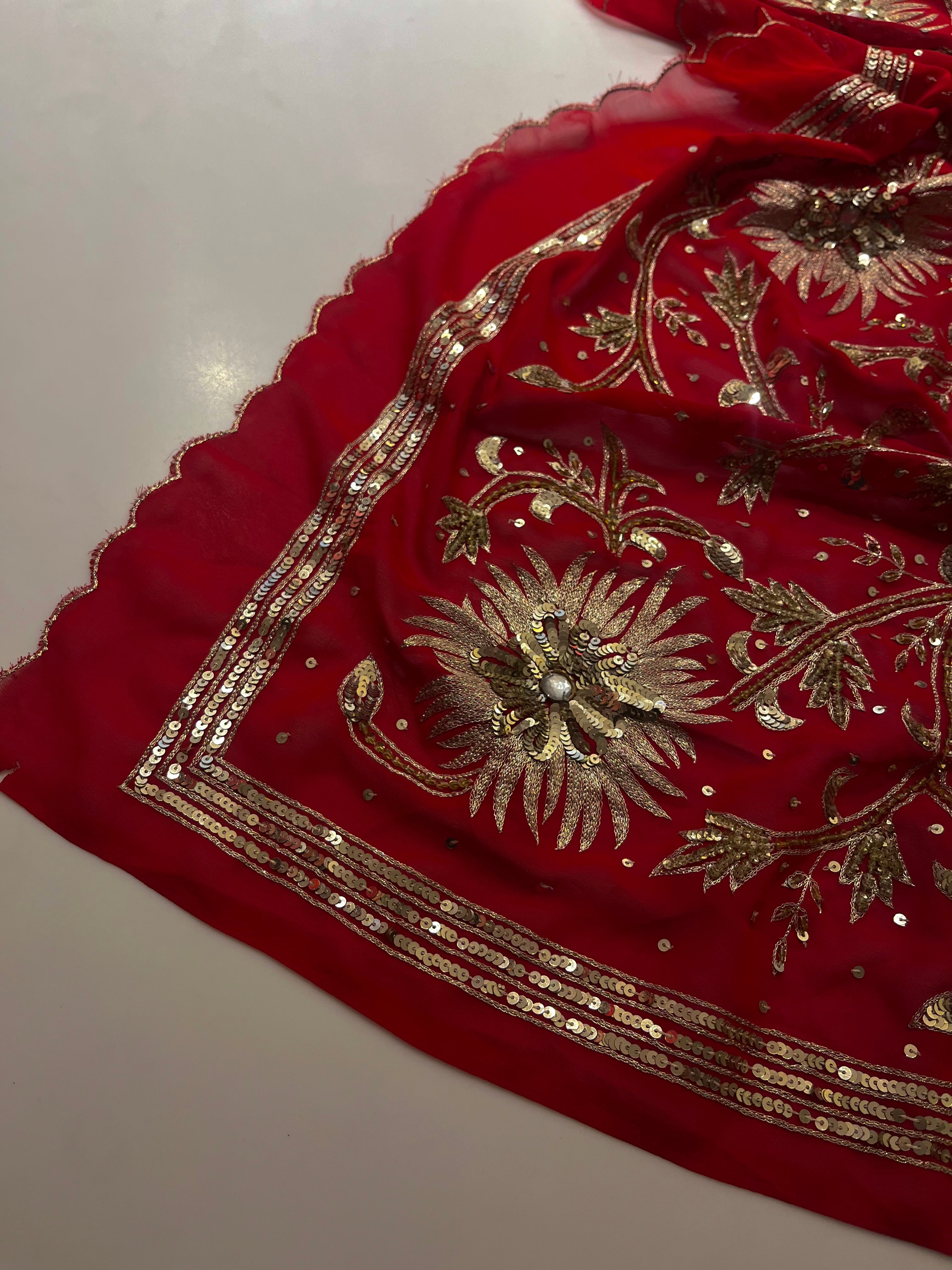 Bridal Red Sequins Saree