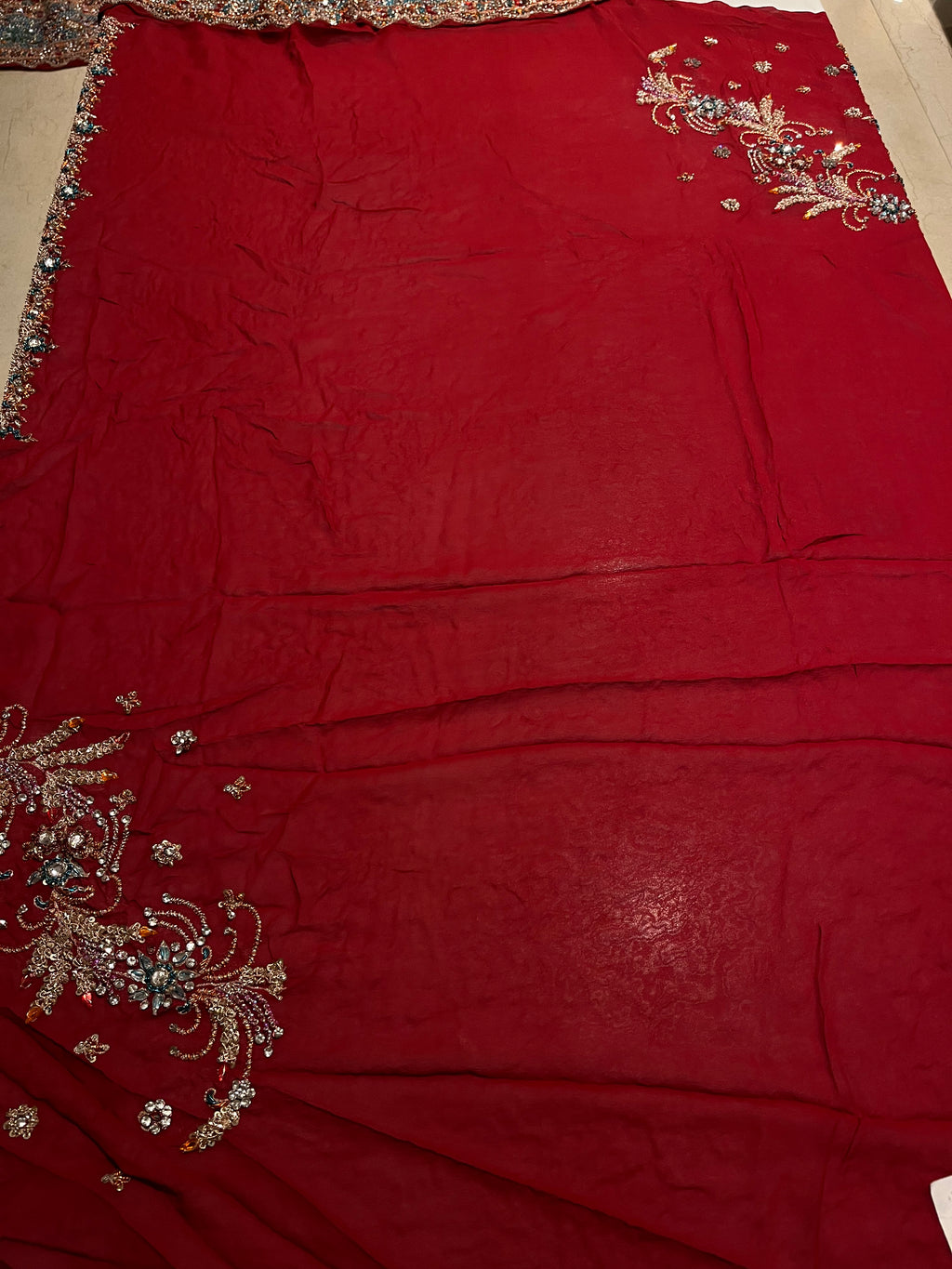 Beautiful Deep Red bridal lehenga set