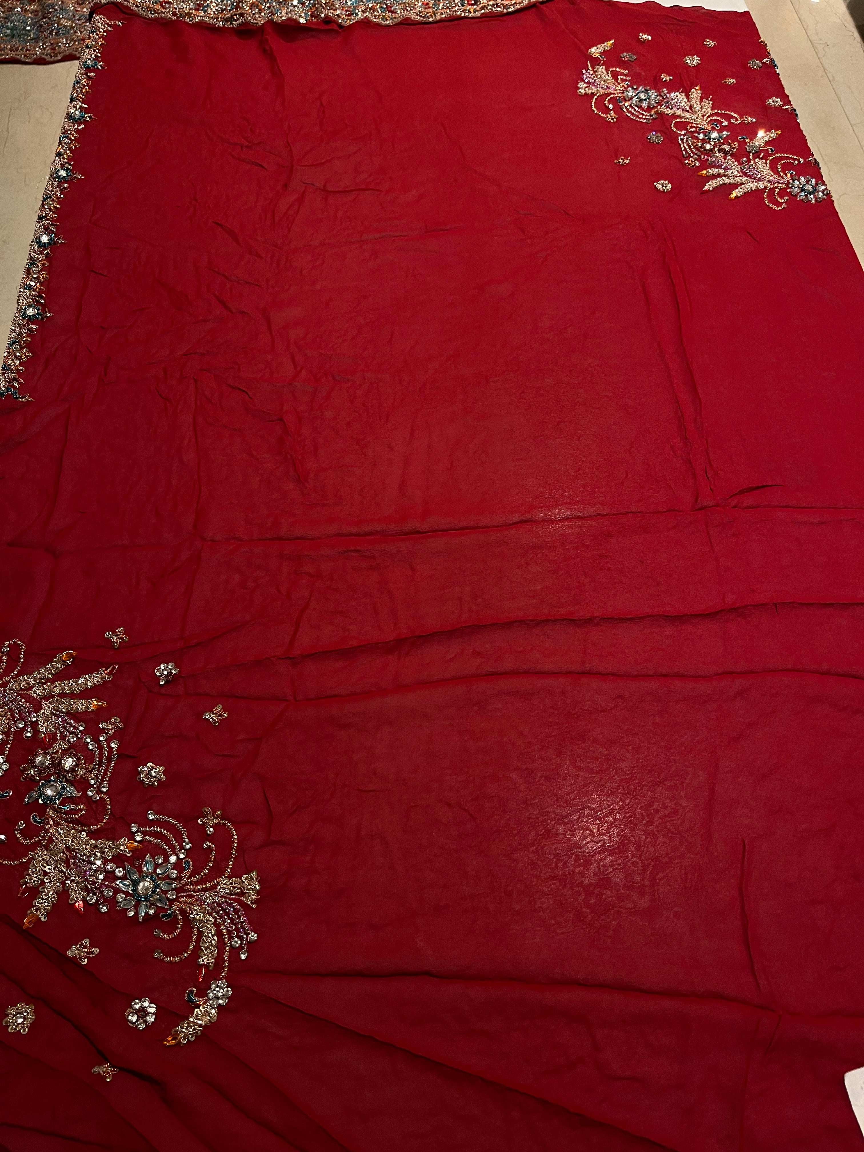 Beautiful Deep Red bridal lehenga set