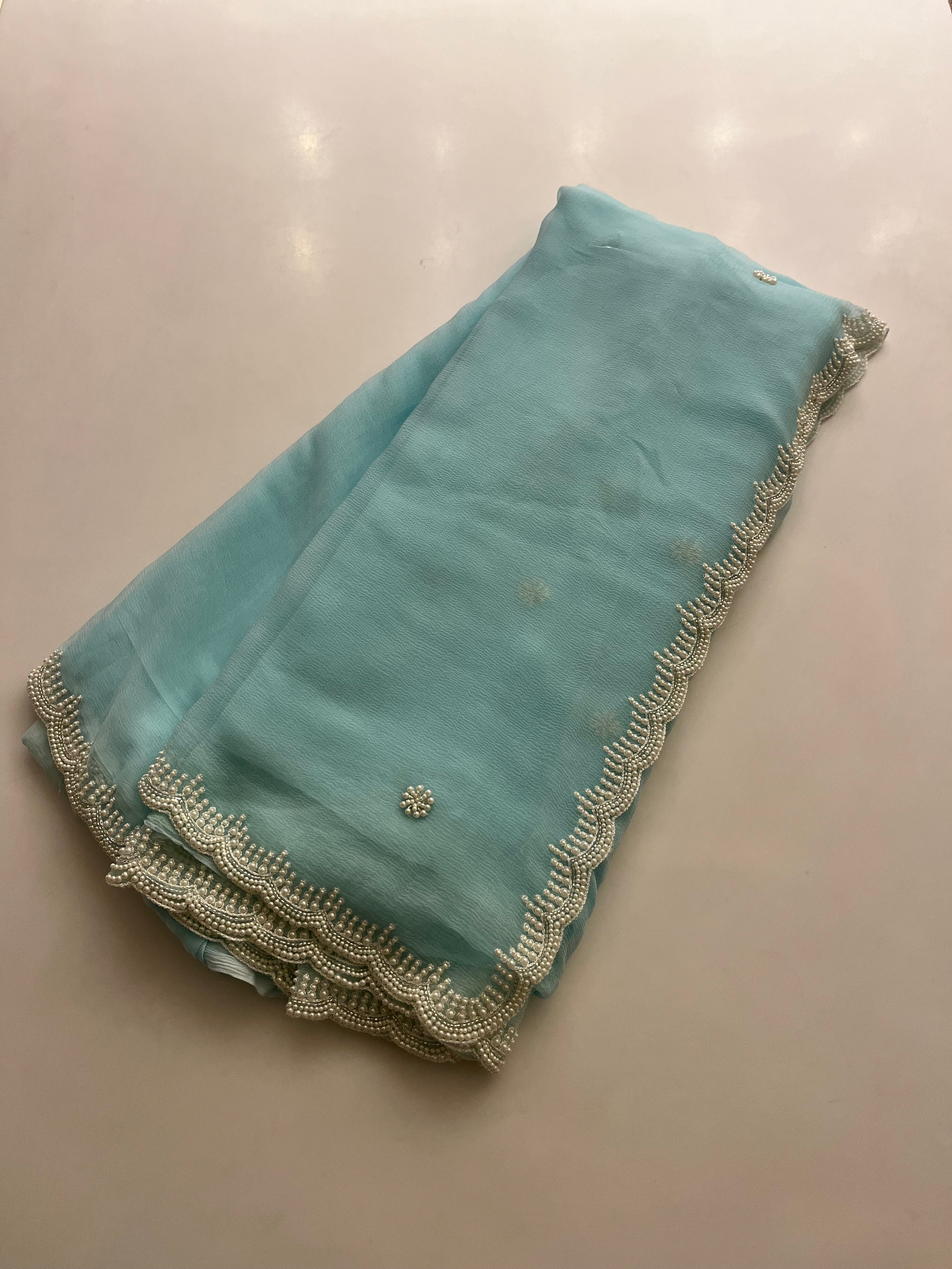 Pretty Pearls Aqua Saree
