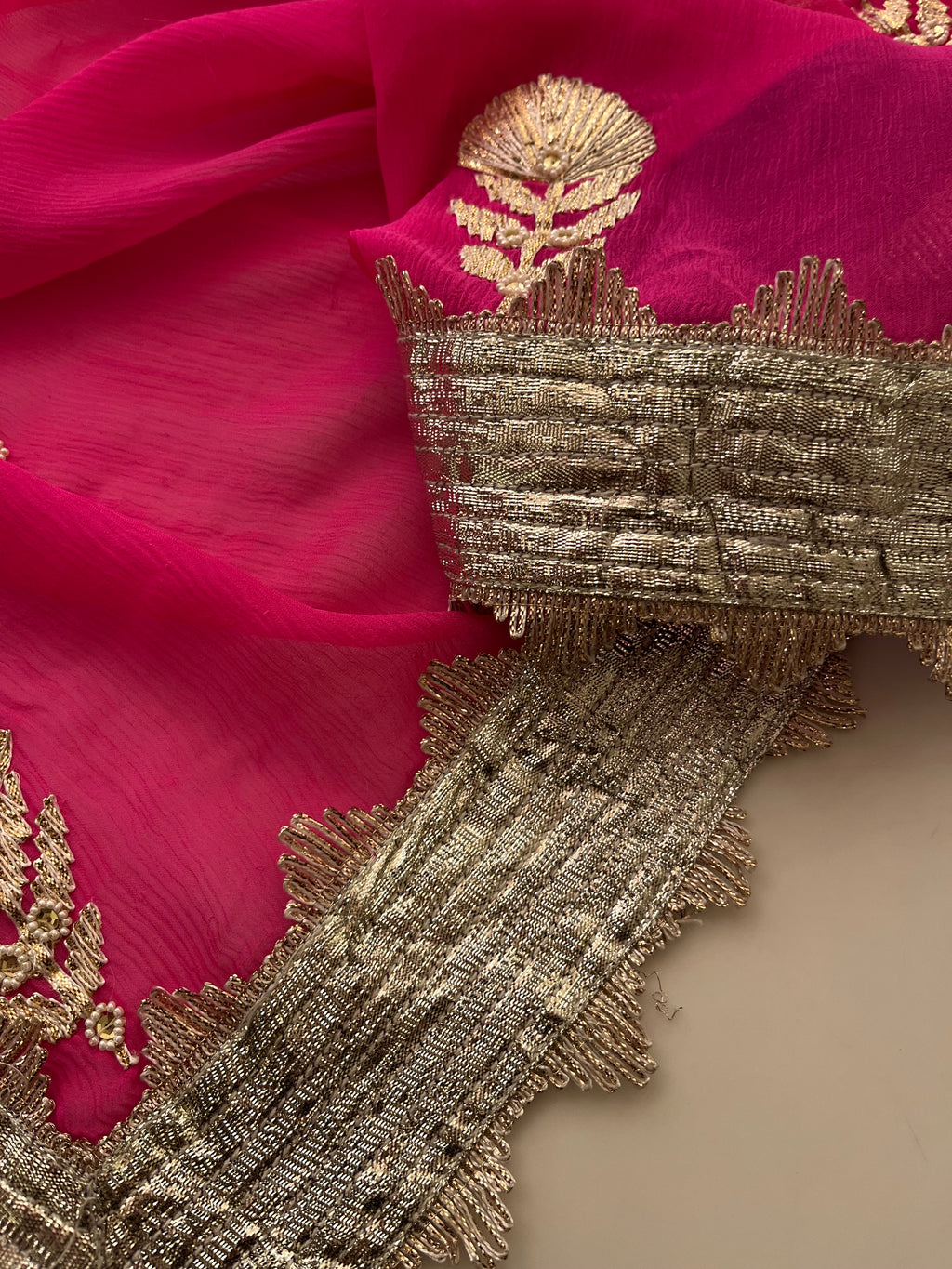 Hot Pink Georgette Saree