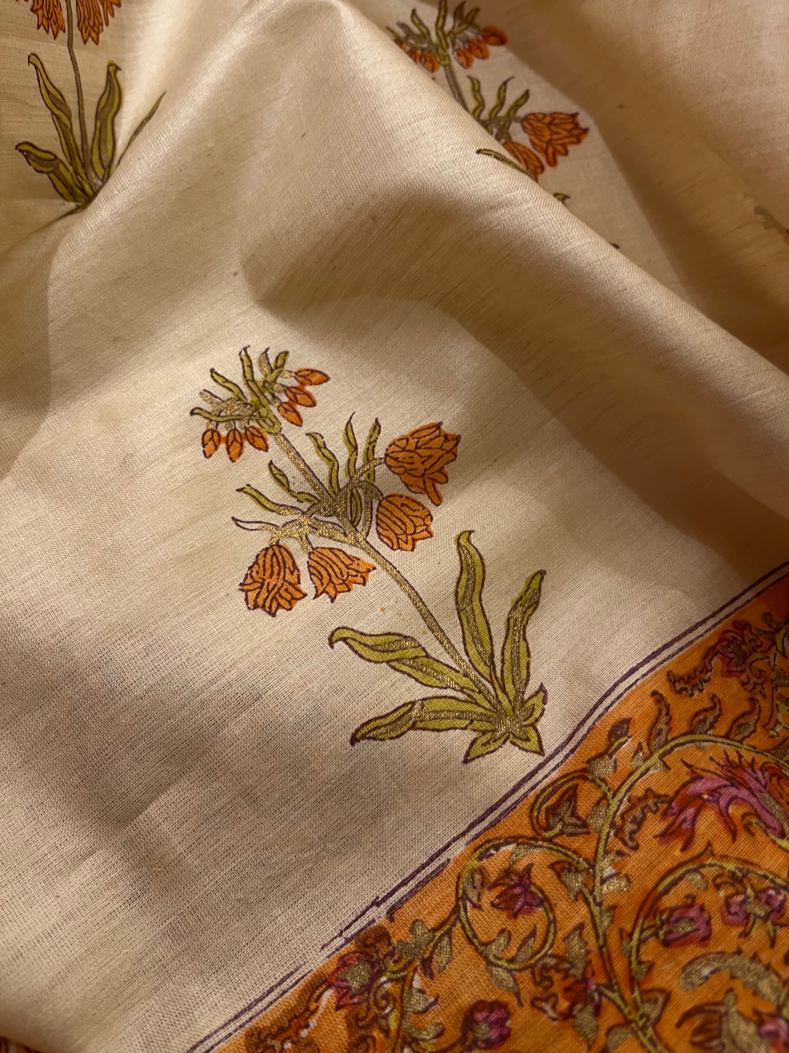 Jaipuri Print Silk Saree