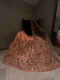 Peach Raw Silk Lehenga
