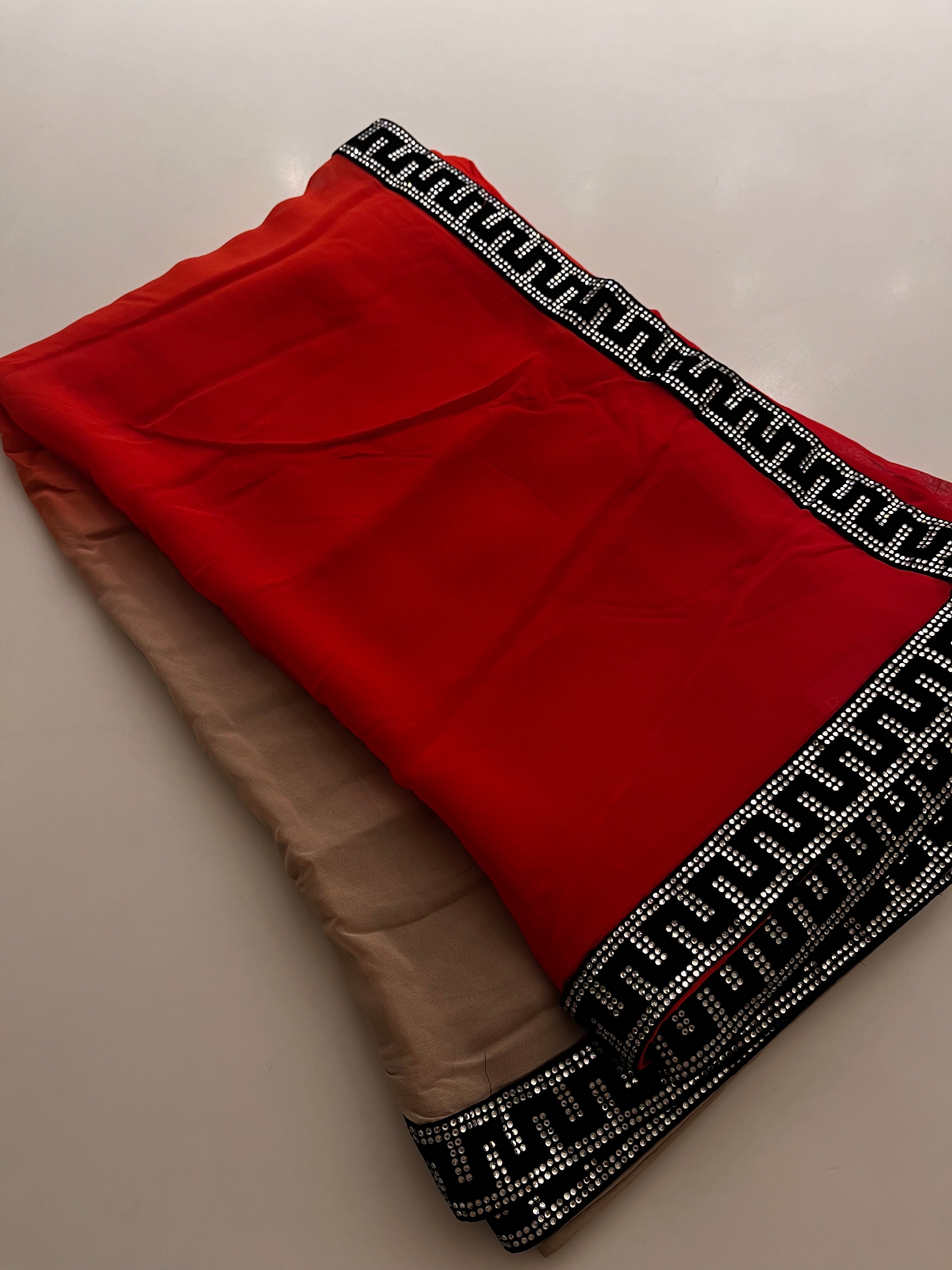 sunset ombré satin crape saree