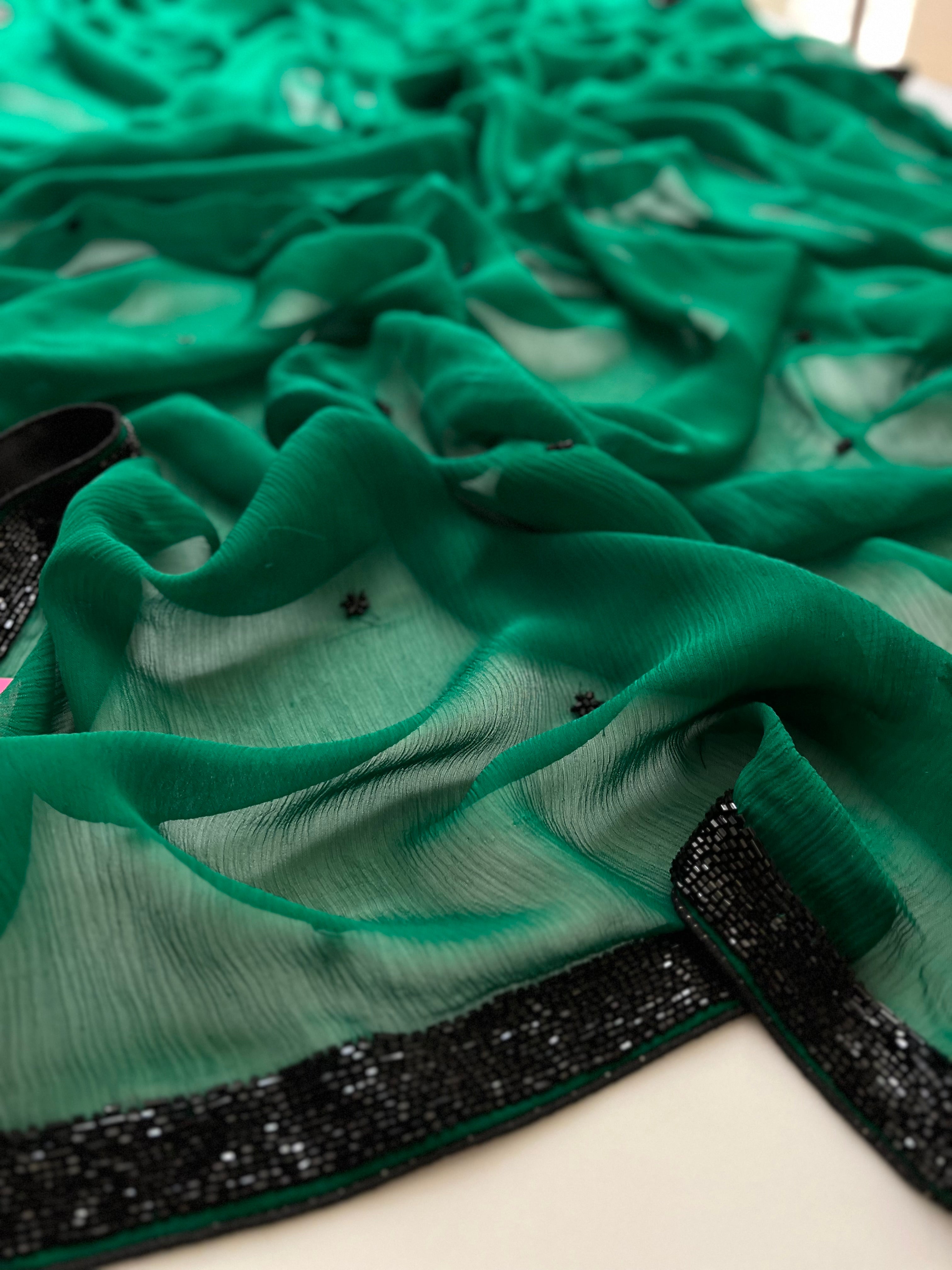 forest green Cocktail saree